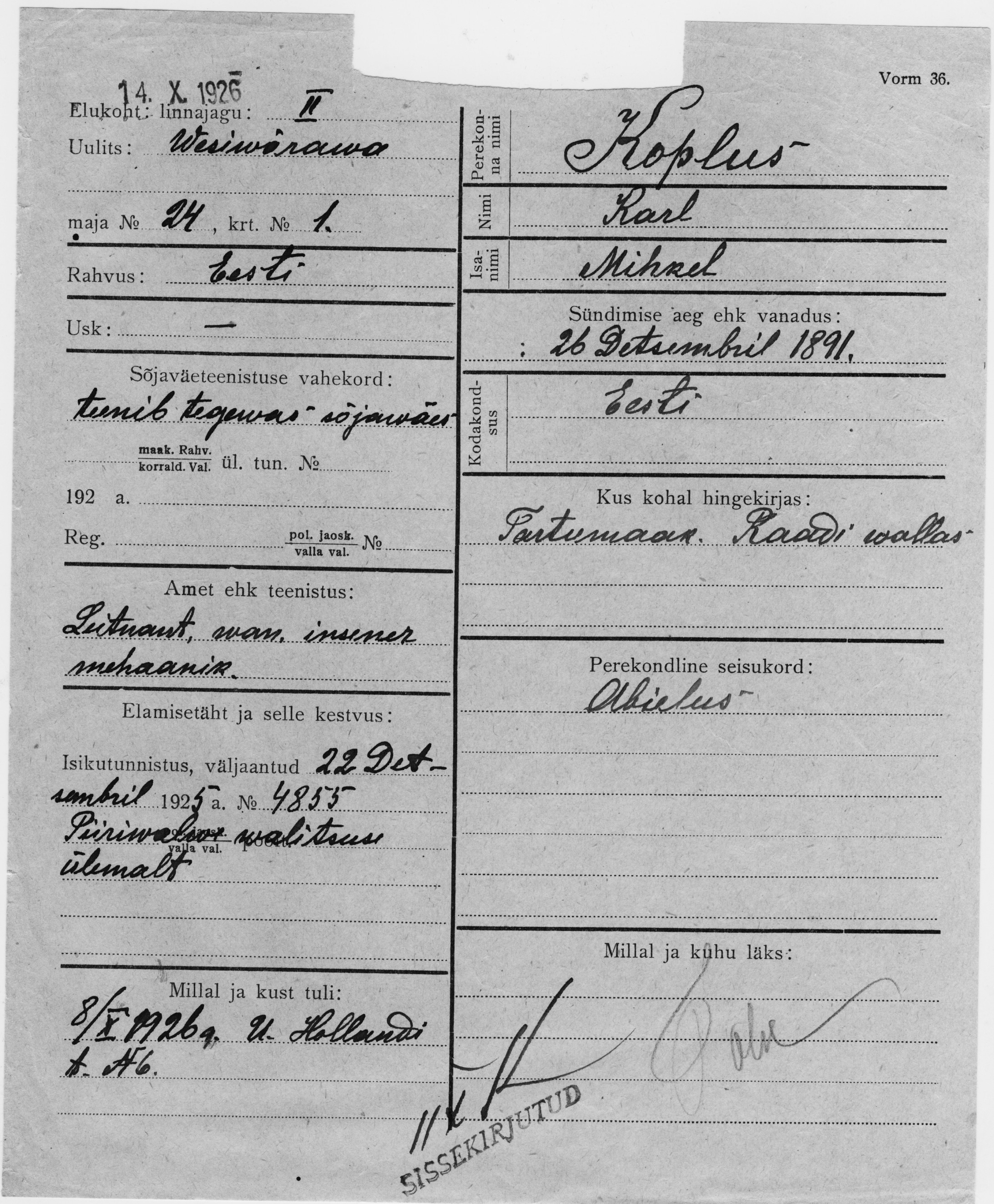 Koplus, Karl, Mihkel