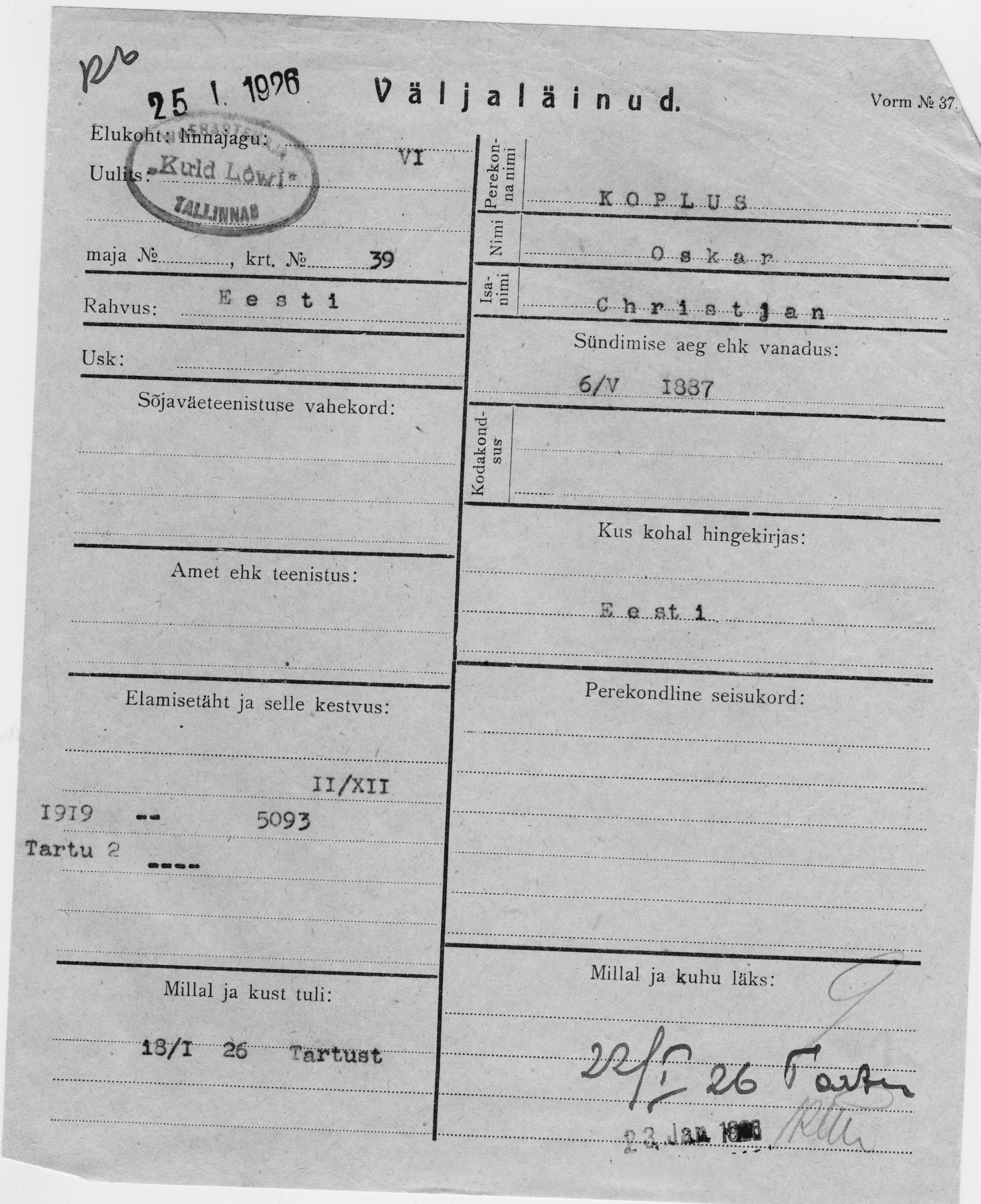 Koplus, Oskar, Christjan