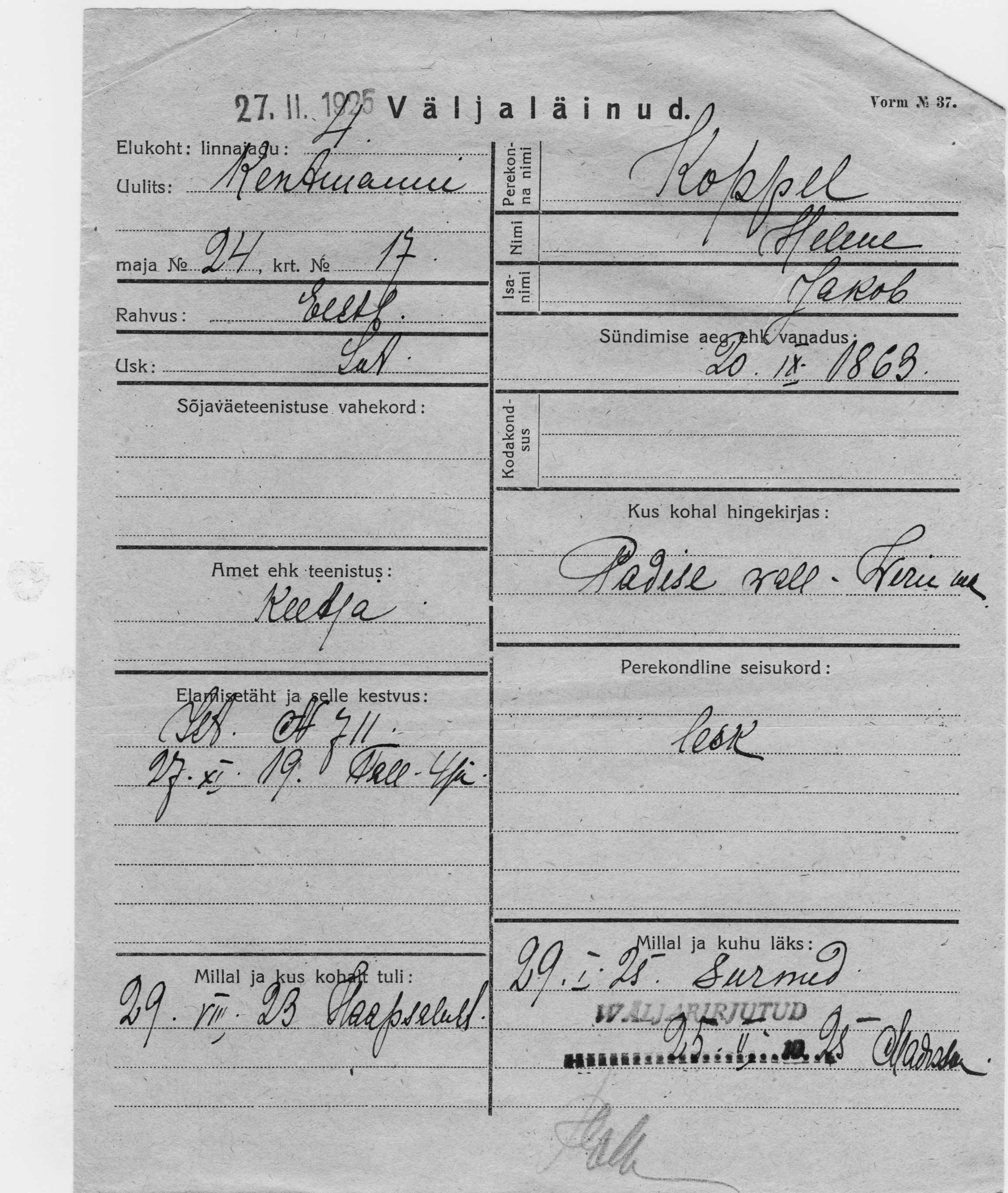 Koppel, Helene, Jakob