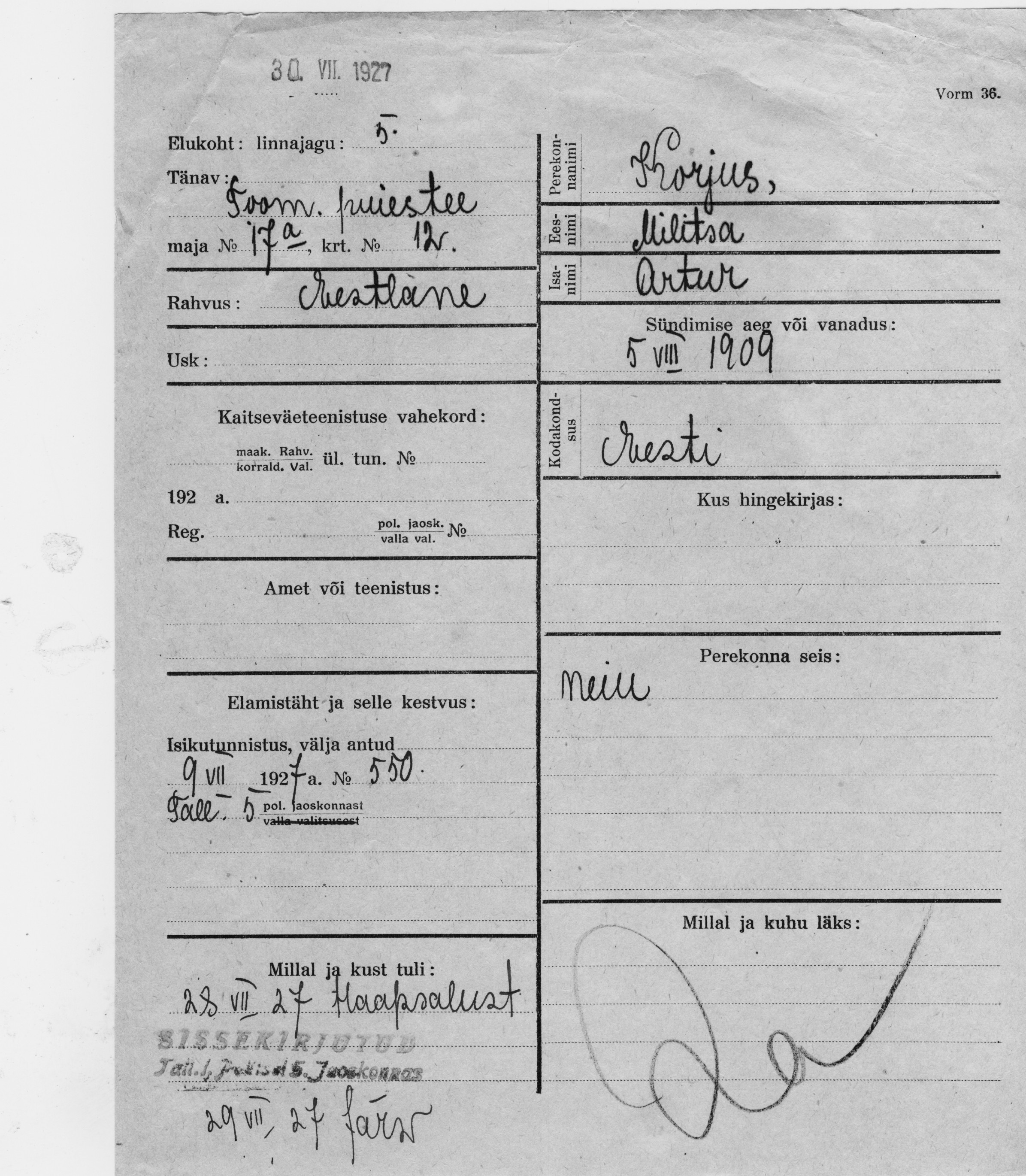 Korjus, Militsa, Artur