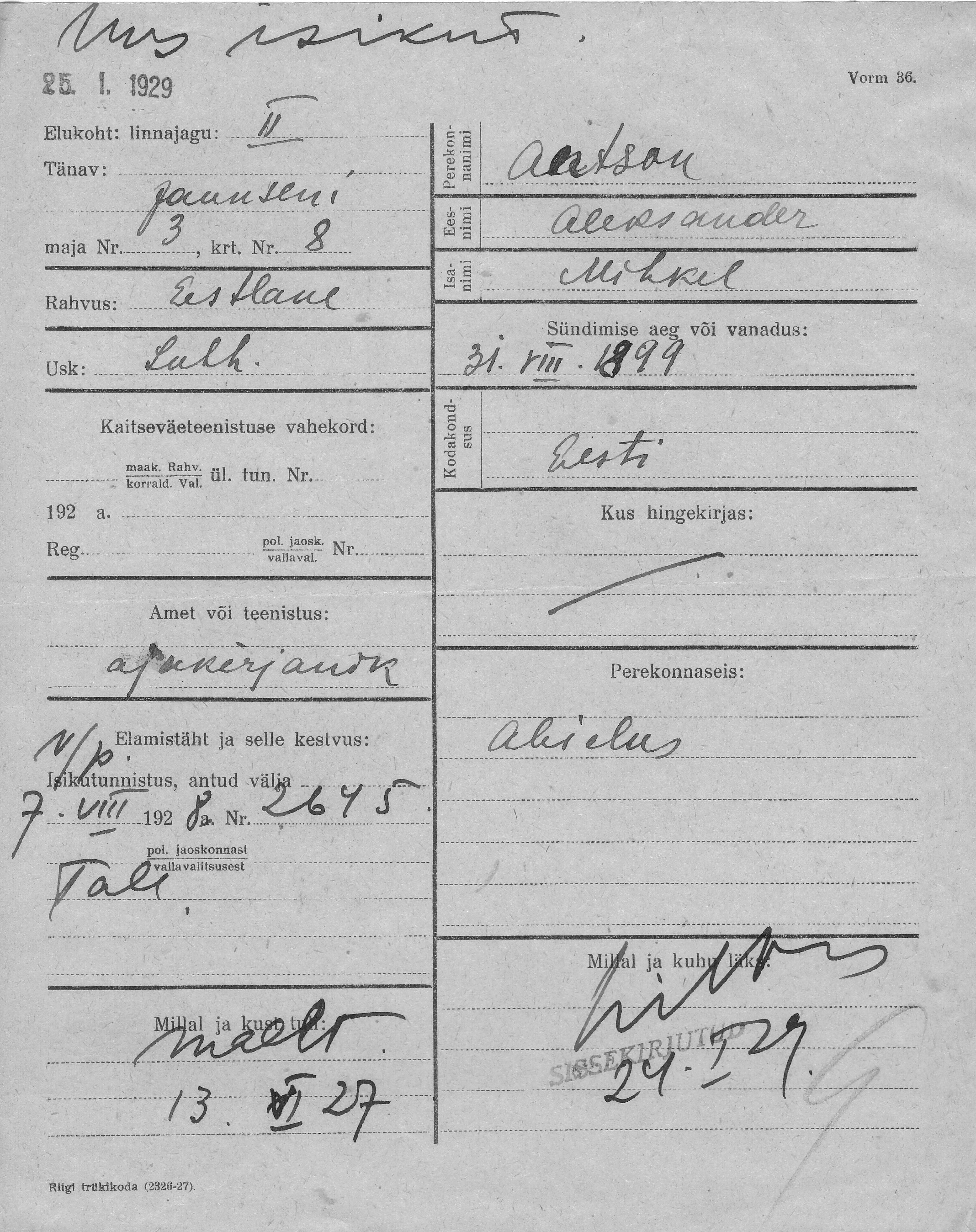 Antson, Aleksander, Mihkel