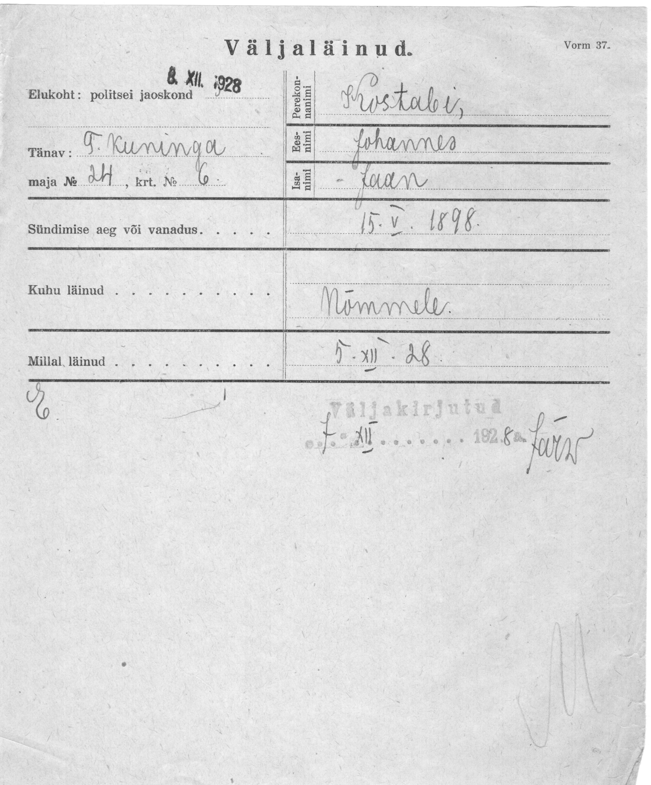 Kostabi, Johannes, Jaan