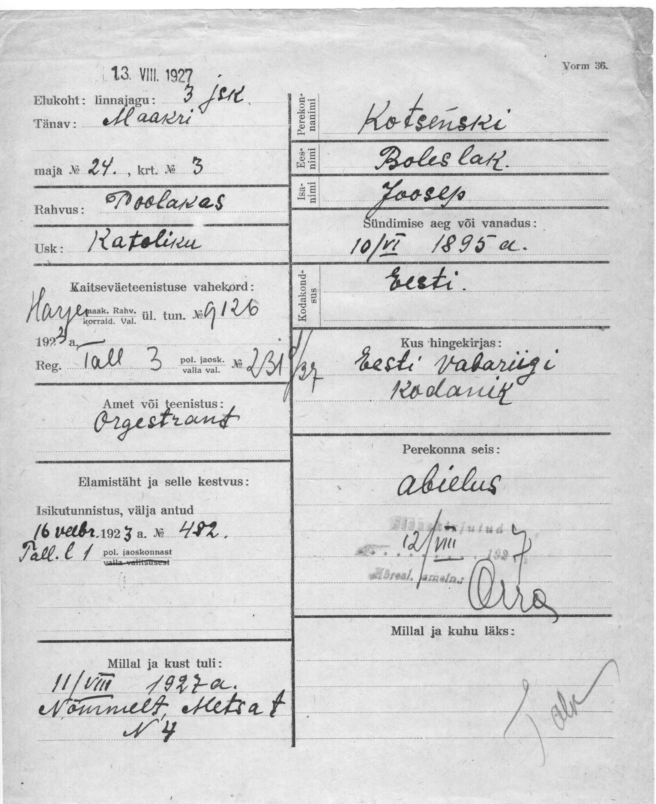 Kotsenski, Boleslak, Joosep