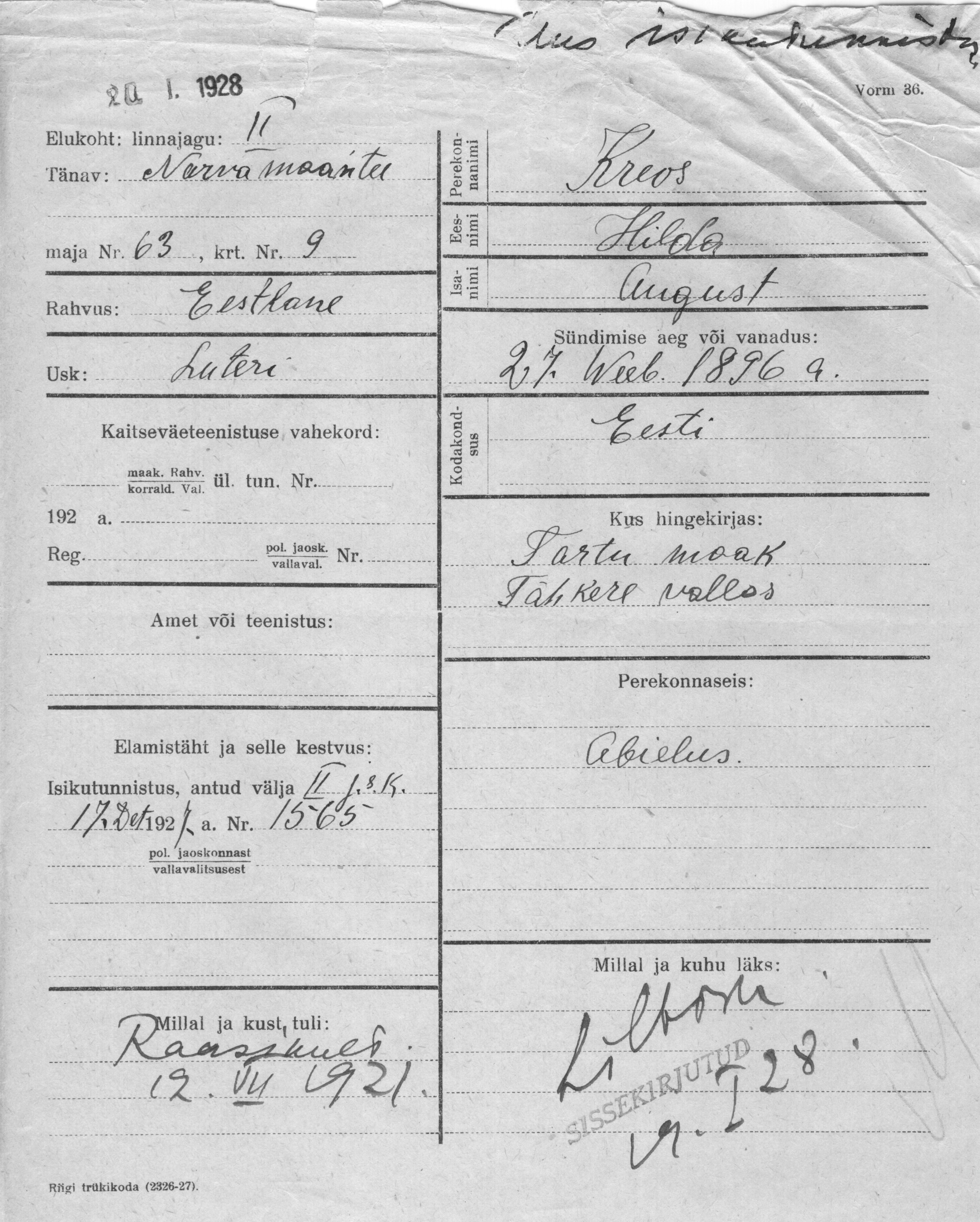 Kreos, Hilda, August