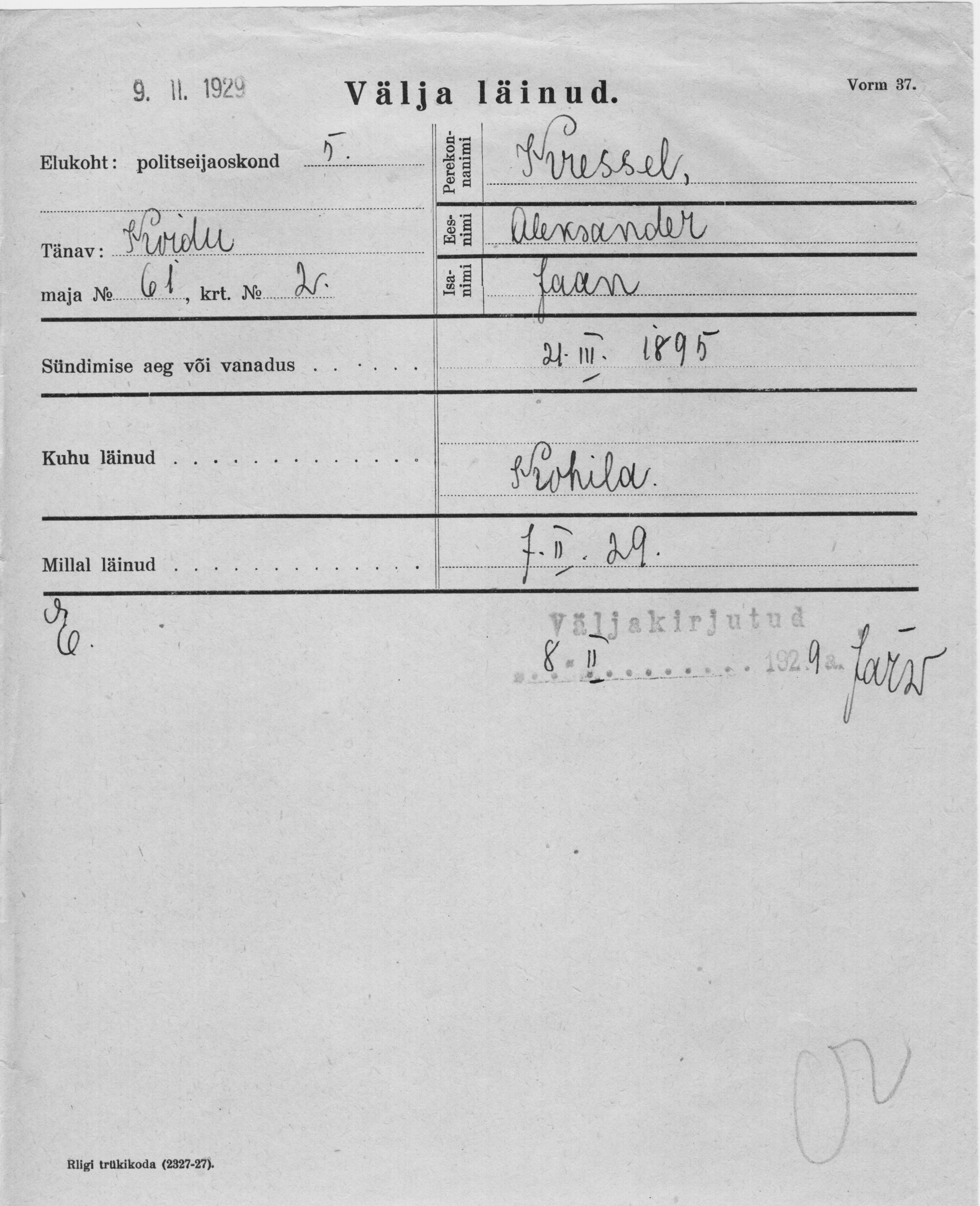 Kressel, Alexander, Jaan