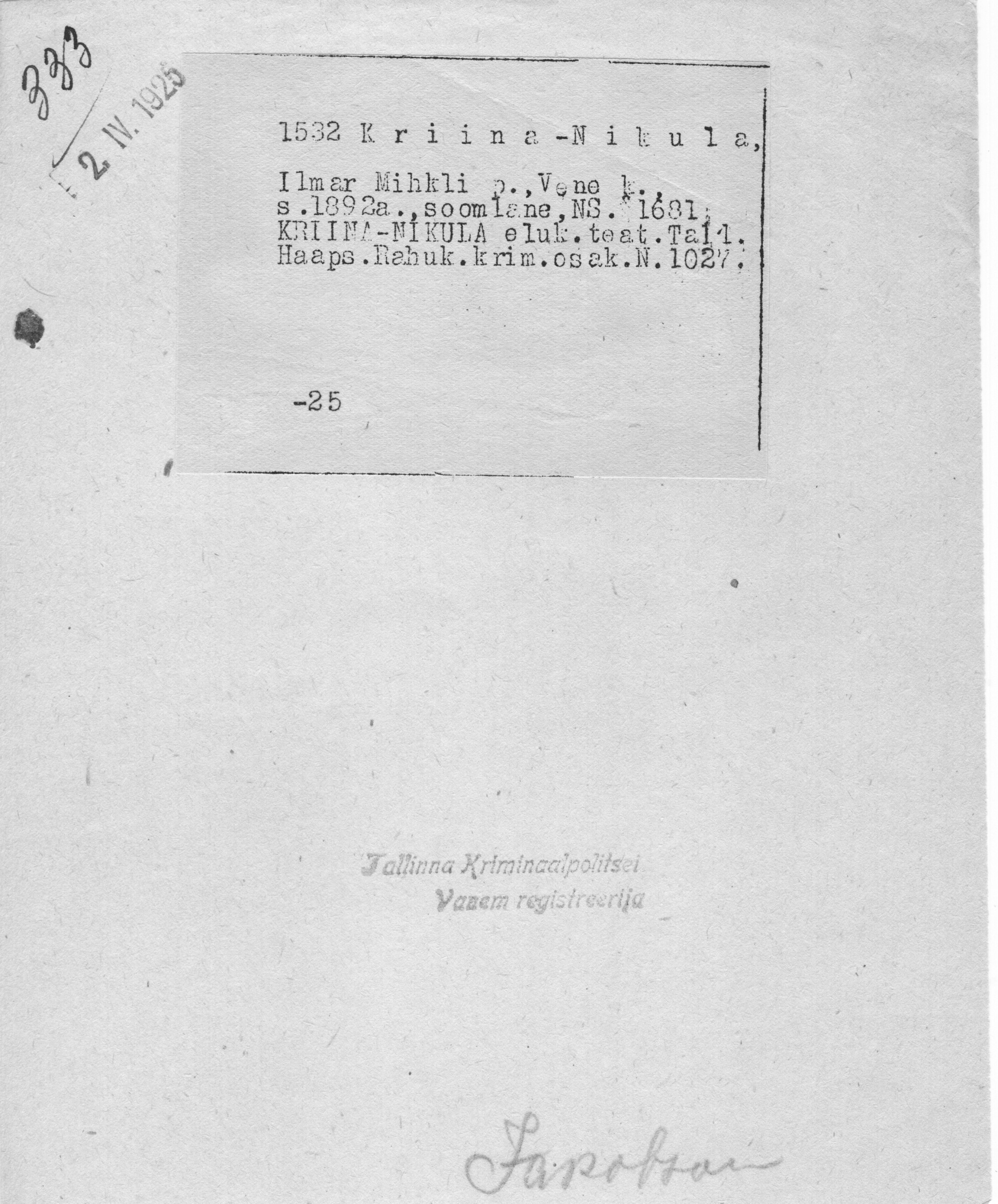 Kriina-Nikula, Ilmar, Mihkel