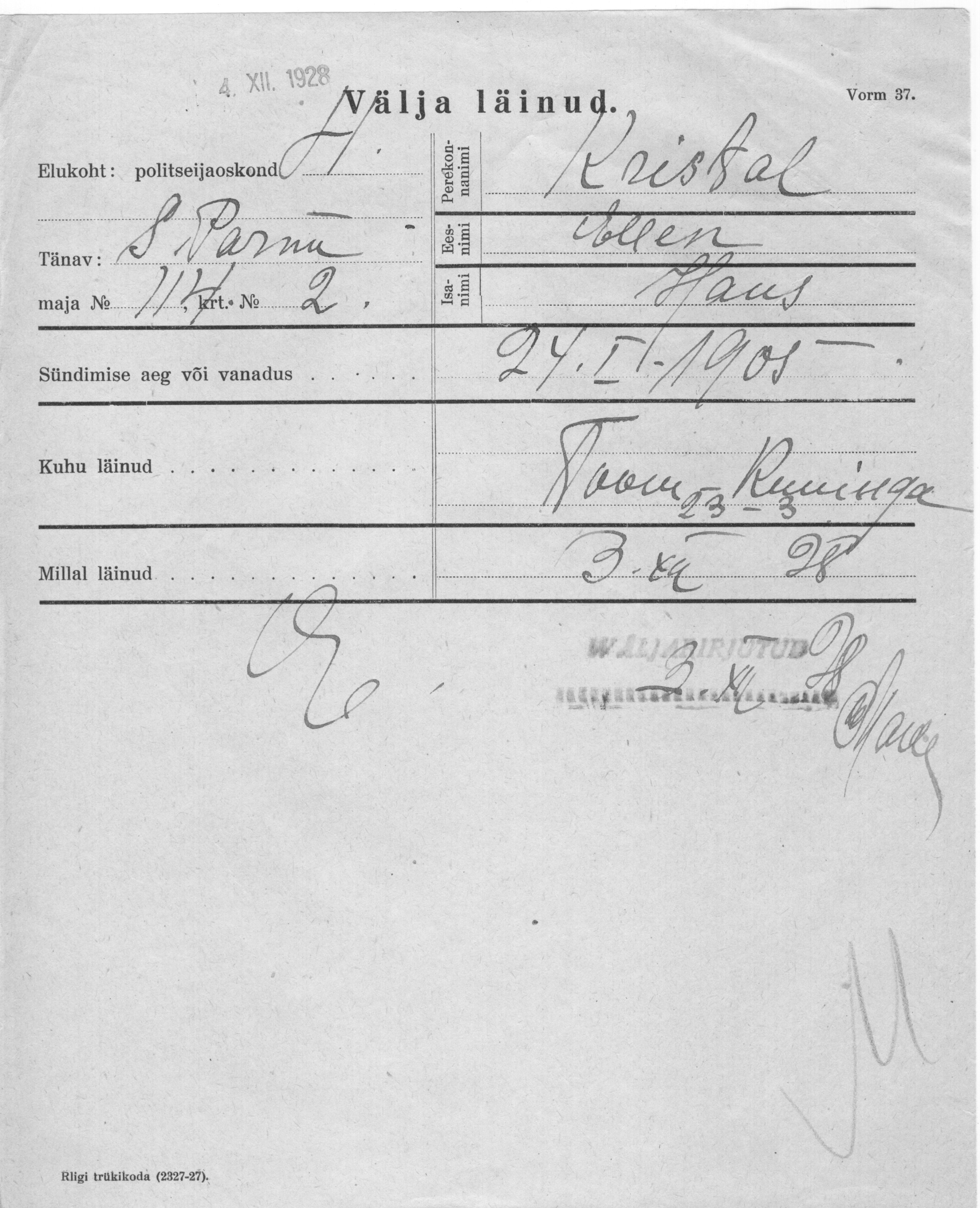 Kristal, Ellen, Hans