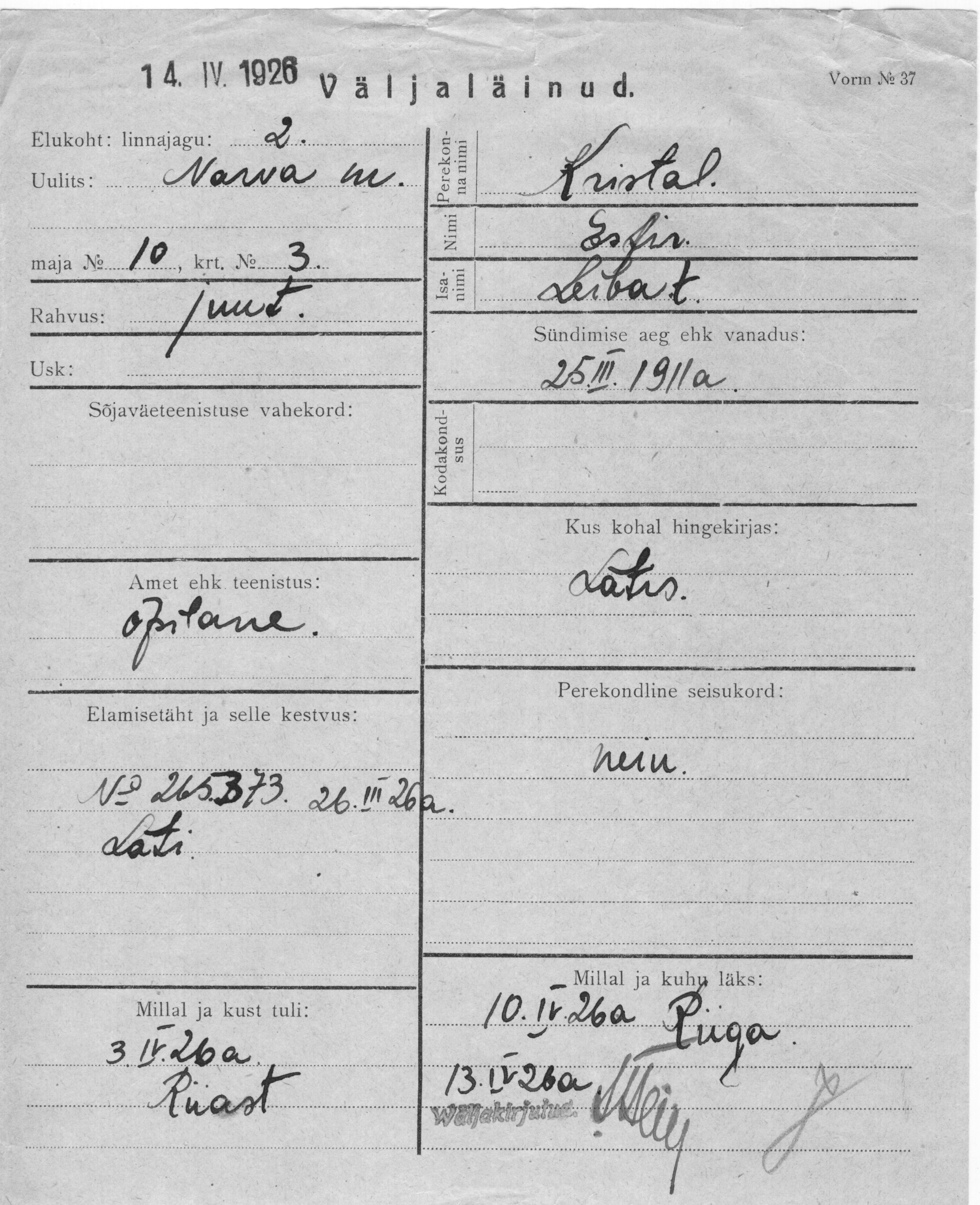 Kristal, Esfir, Leiba