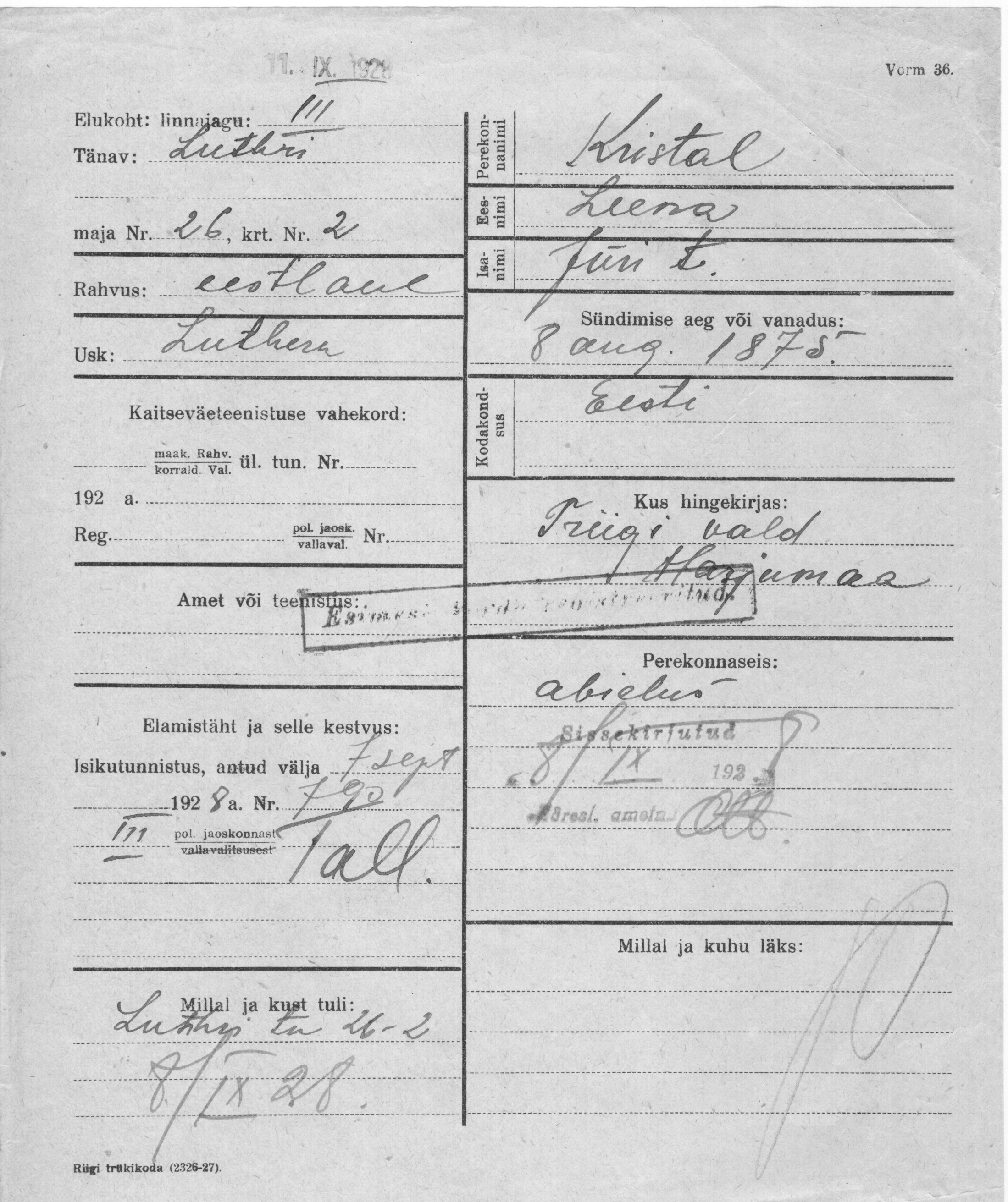 Kristal, Leena, Jüri