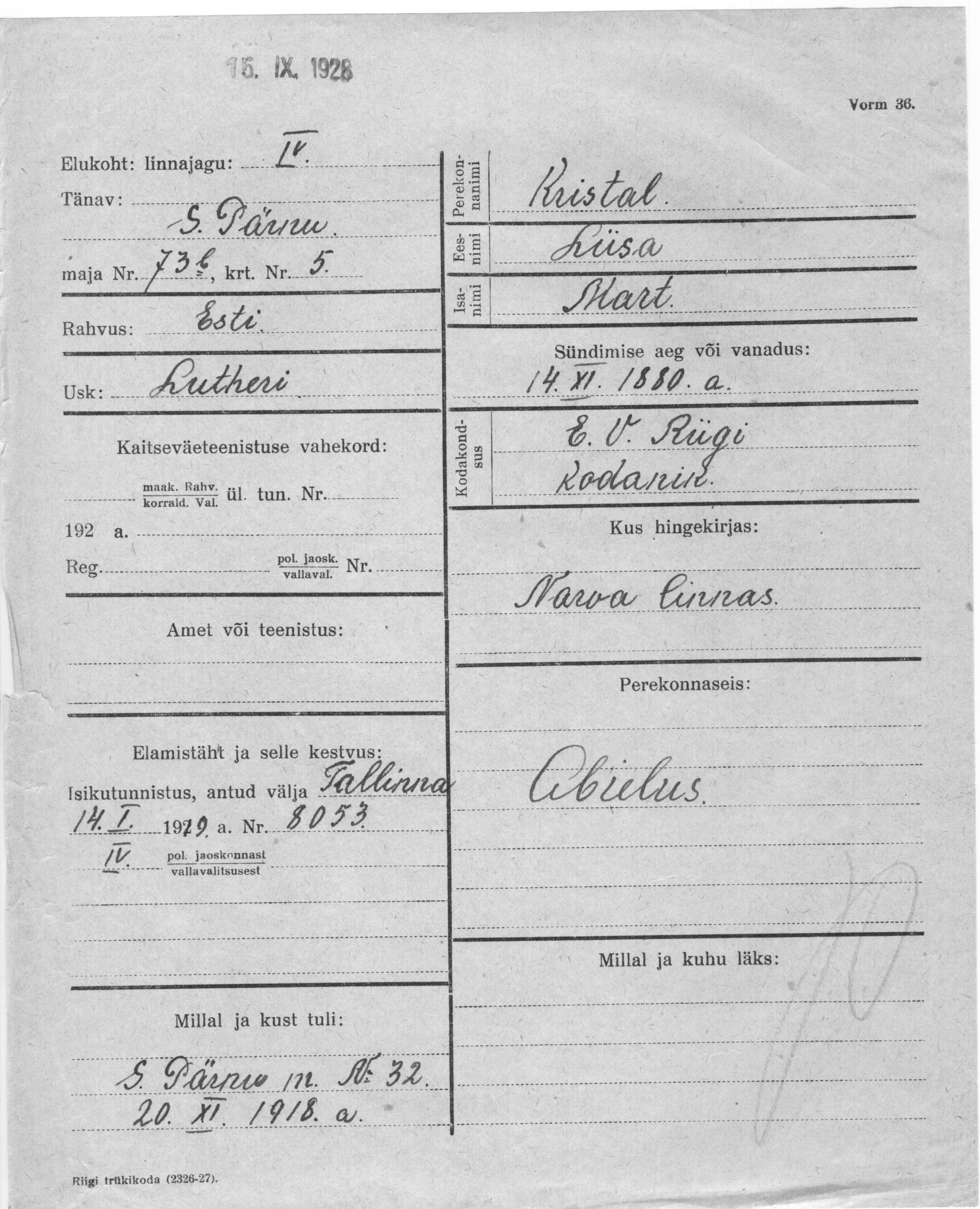 Kristal, Liisa, Mart