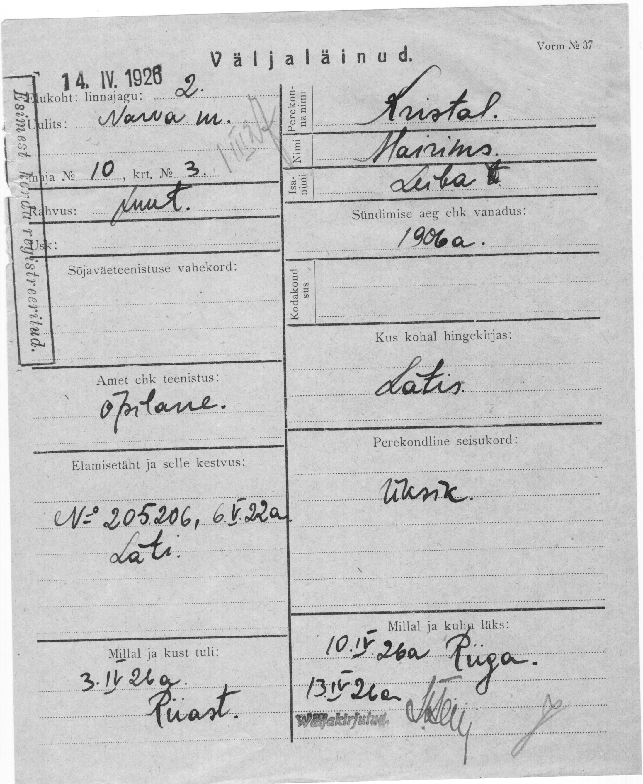 Kristal, Mairims, Leiba