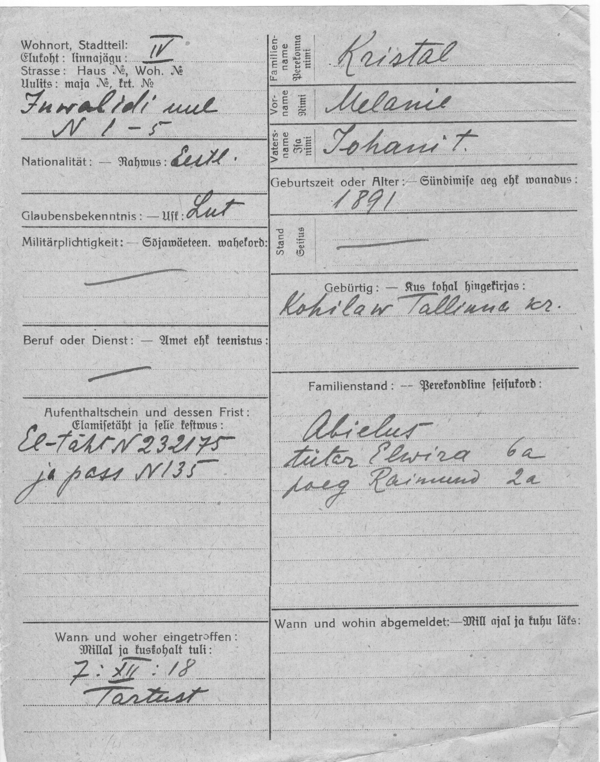 Kristal, Melanie, Johan