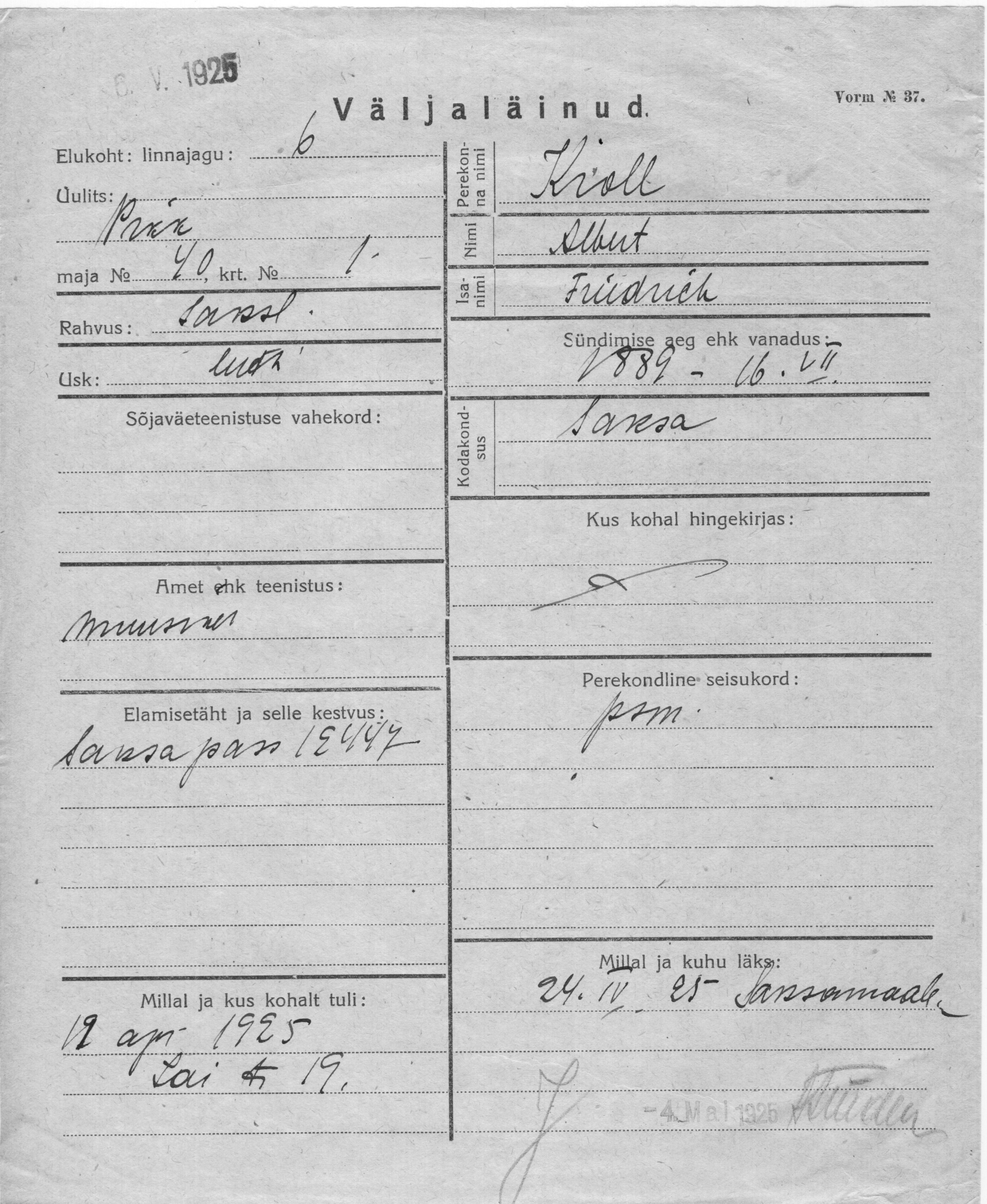 Kroll, Albert, Friedrich