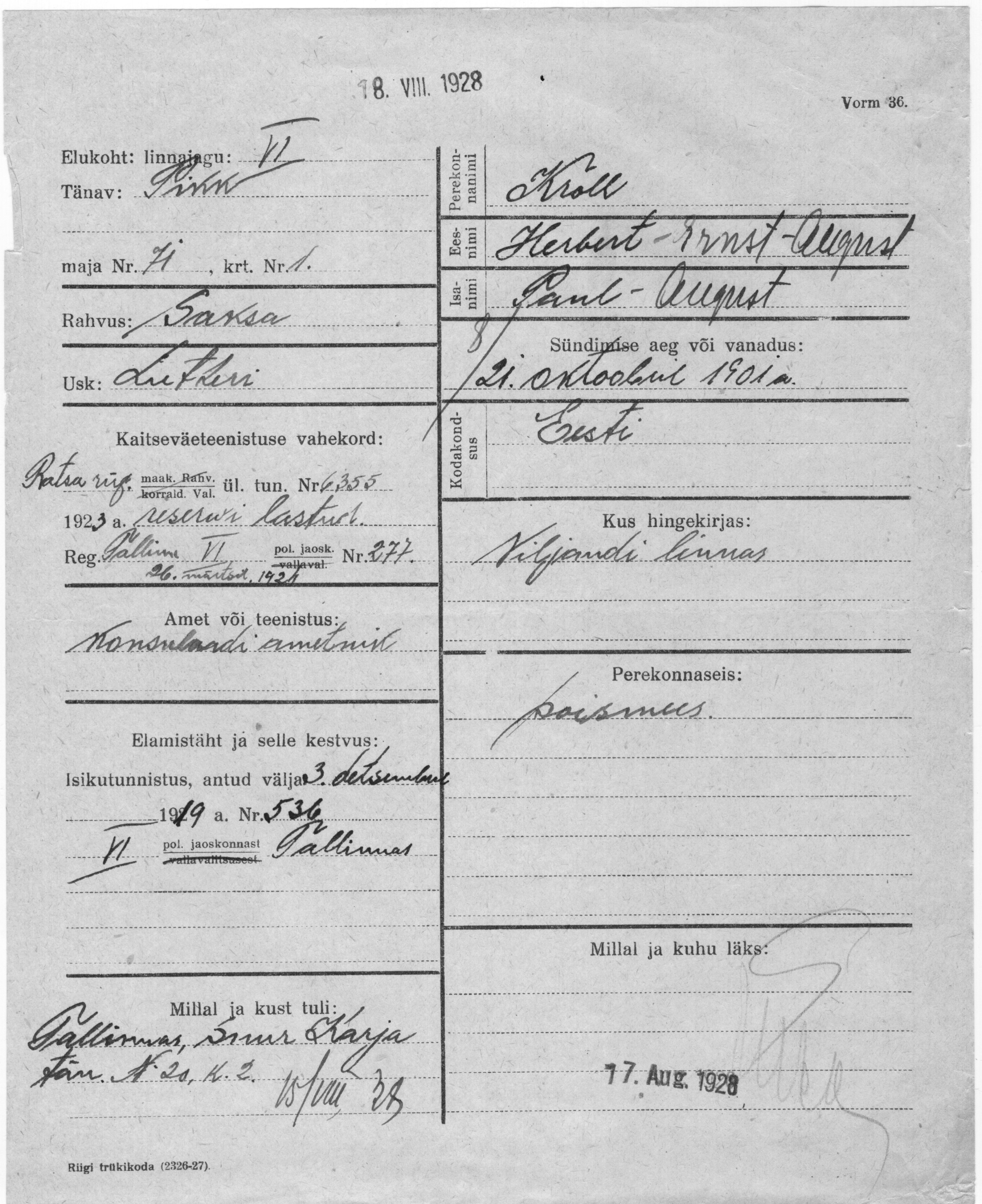 Kroll, Herbert-Ernst-August, Paul-August