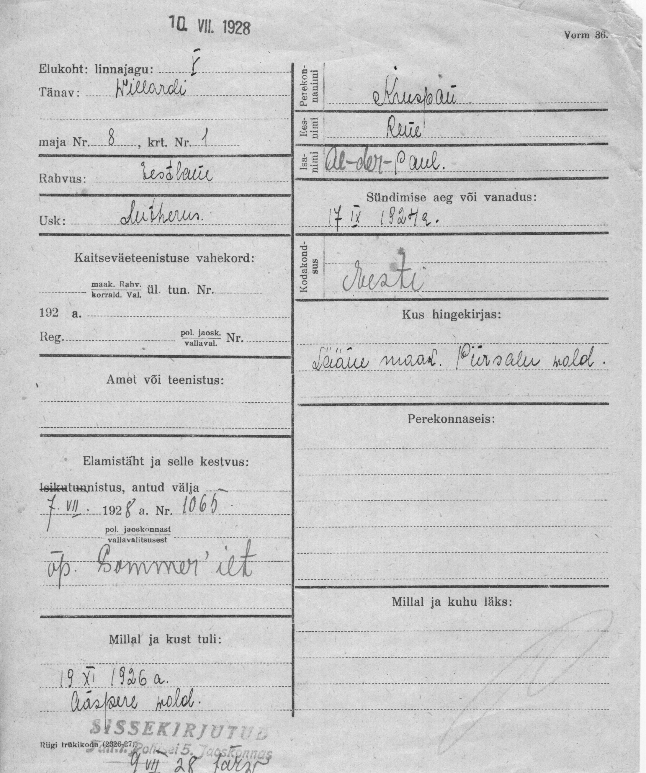 Kruspan, Rene, Aleksander-Paul