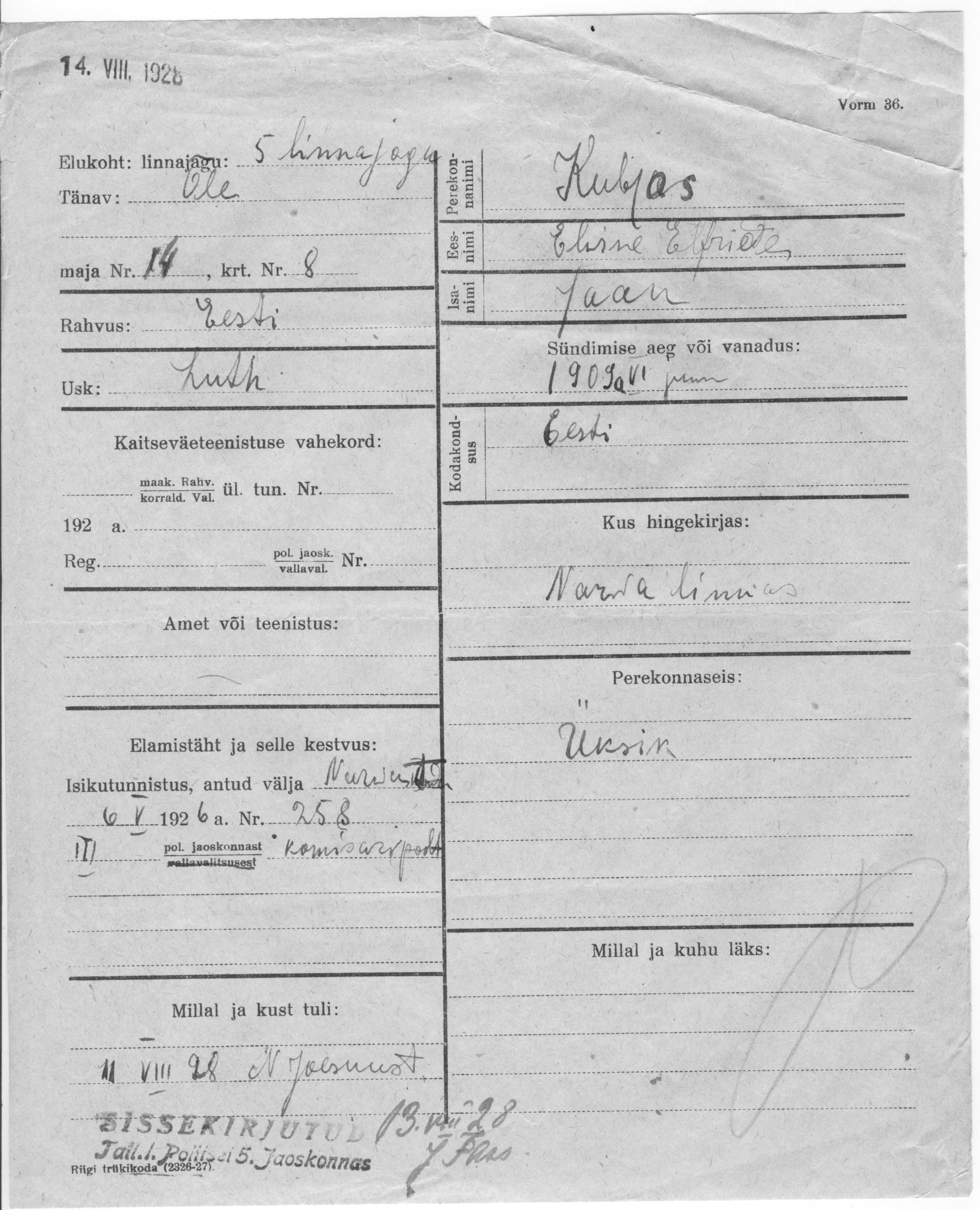 Kubjas, Elise elfride, Jaan