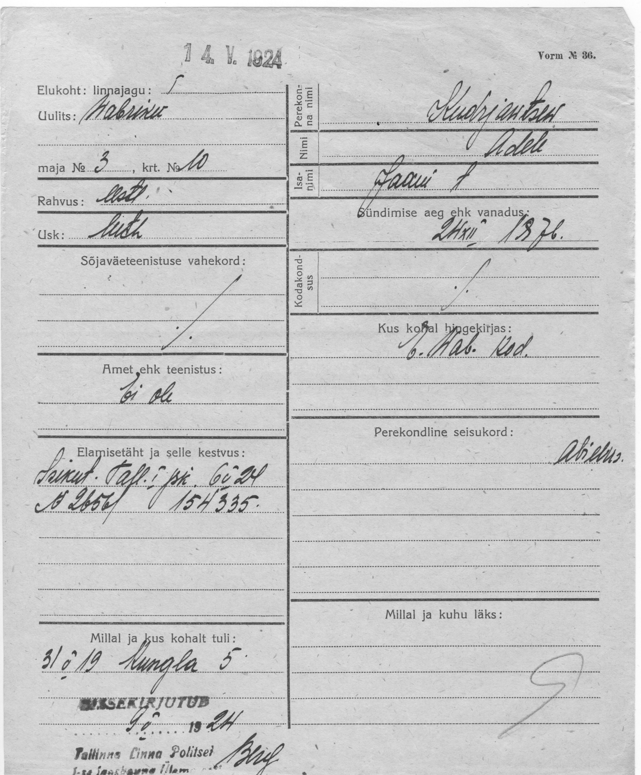 Kudrjawtsew, Adele, Jaan