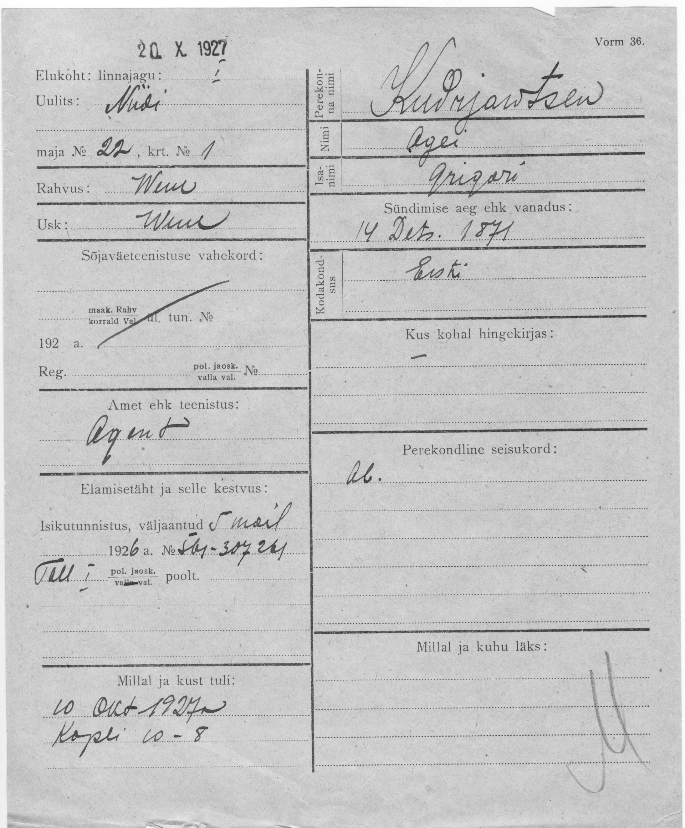 Kudrjawtsew, Agei, Grogori