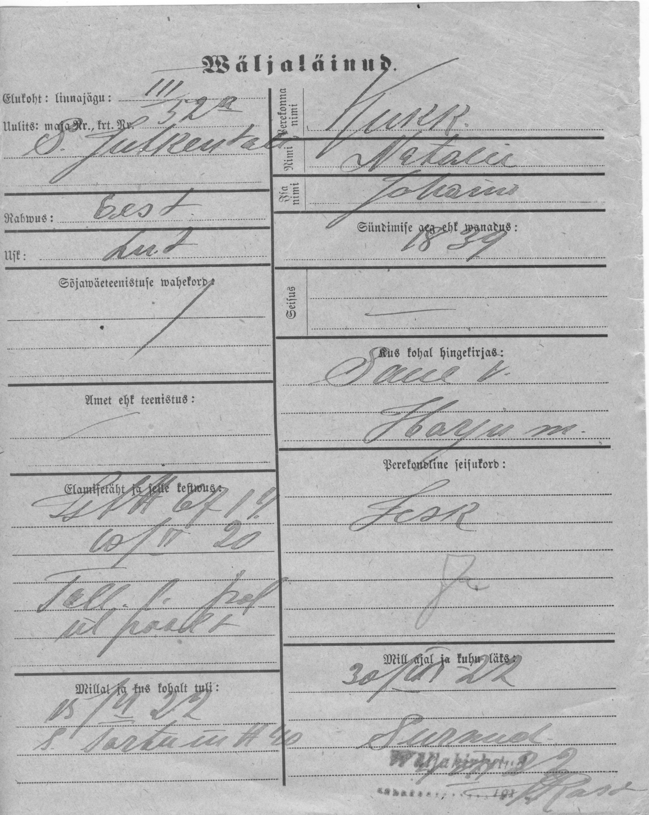 Kukk, Natalie, Johann