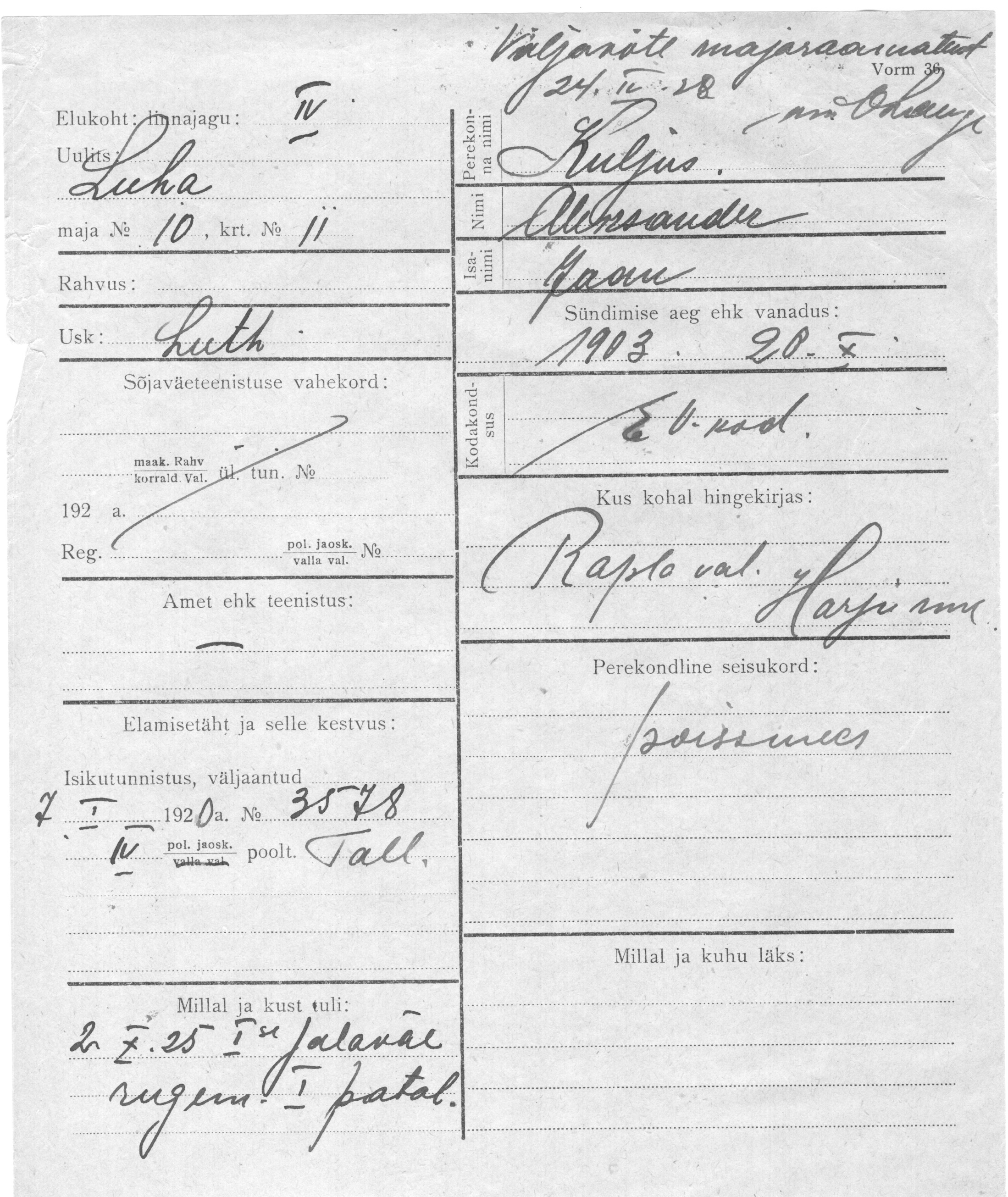 Kuljus, Aleksander, Jaan