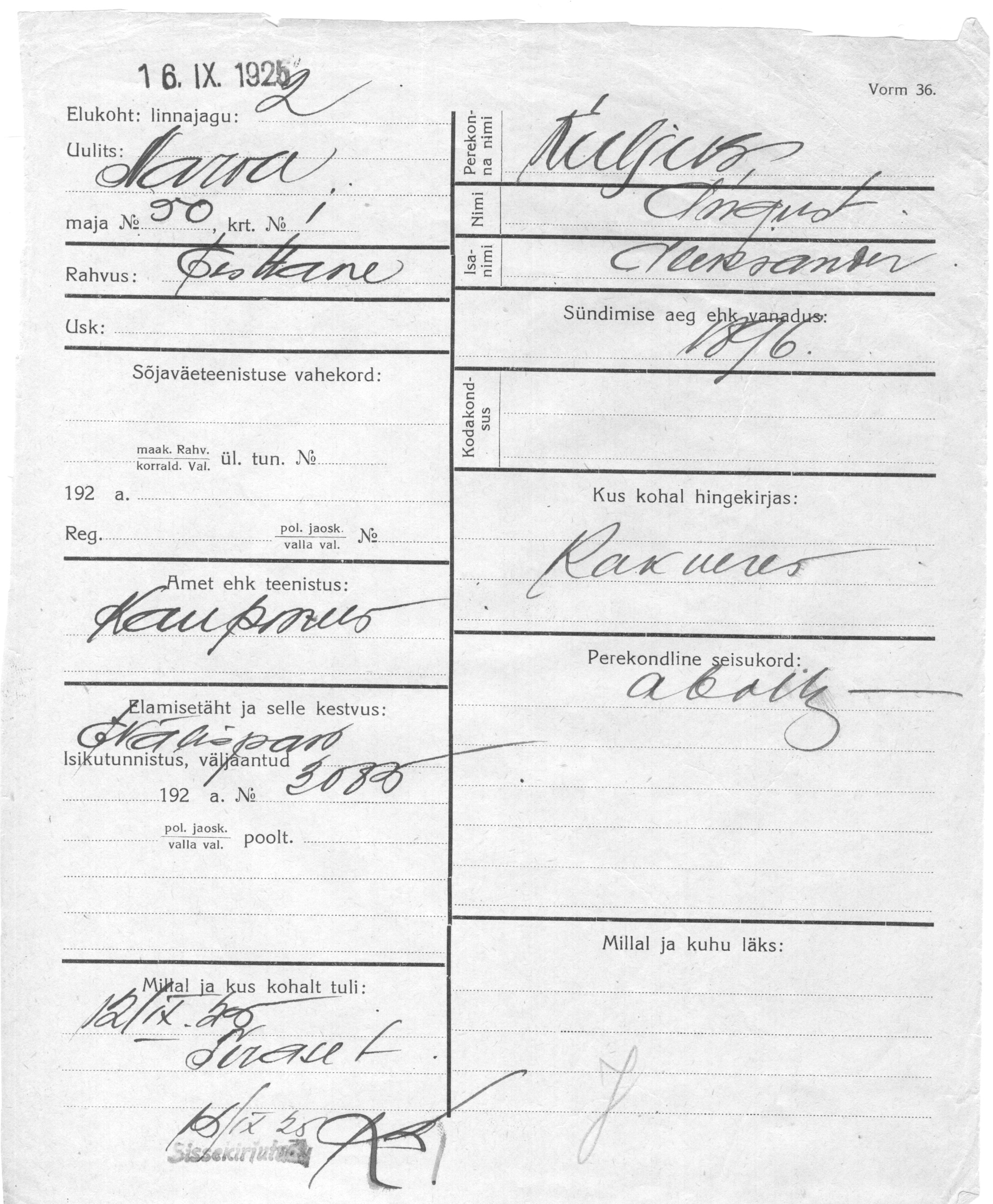 Kuljus, Angust, Aleksander