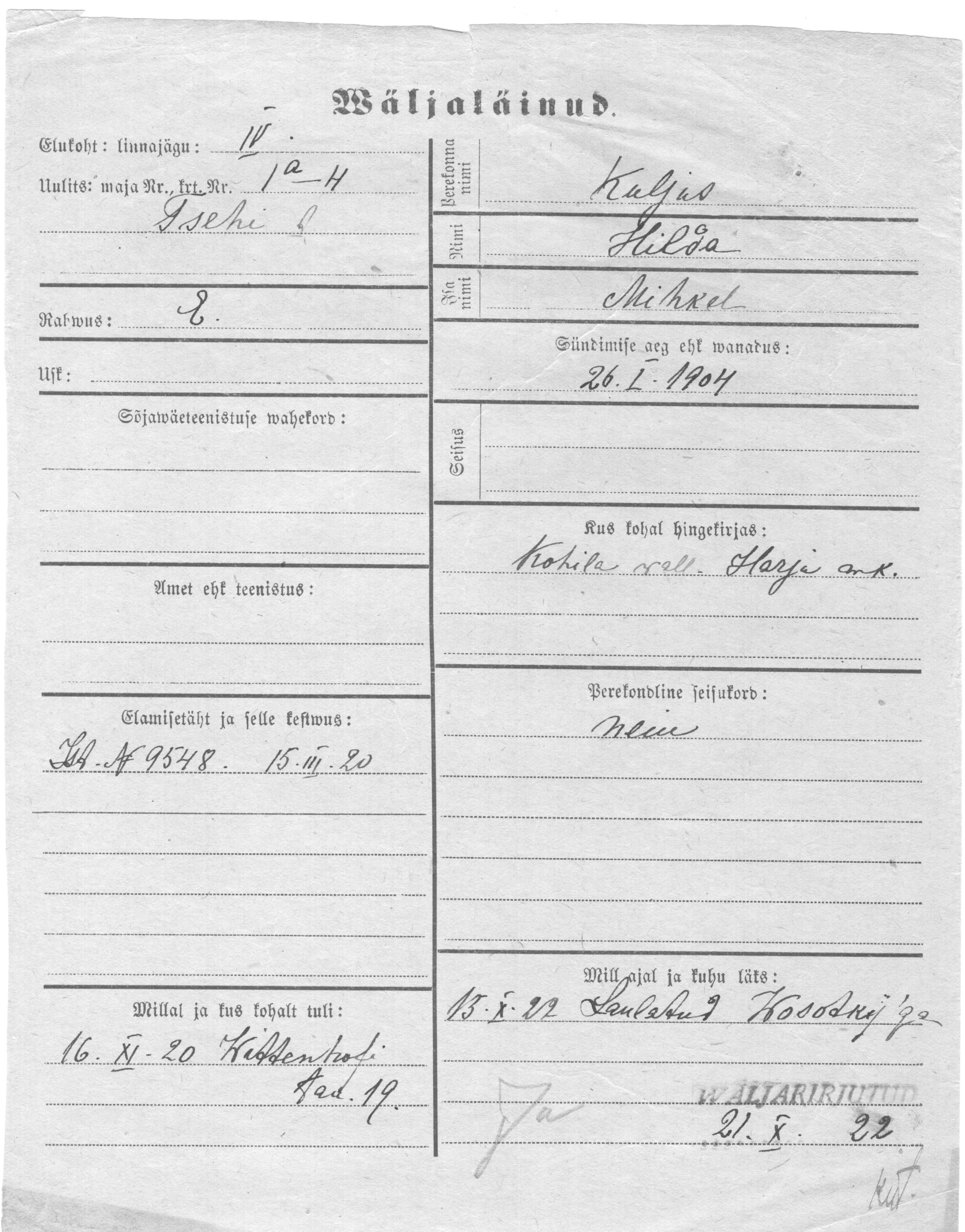 Kuljus, Hilda, Mihkel