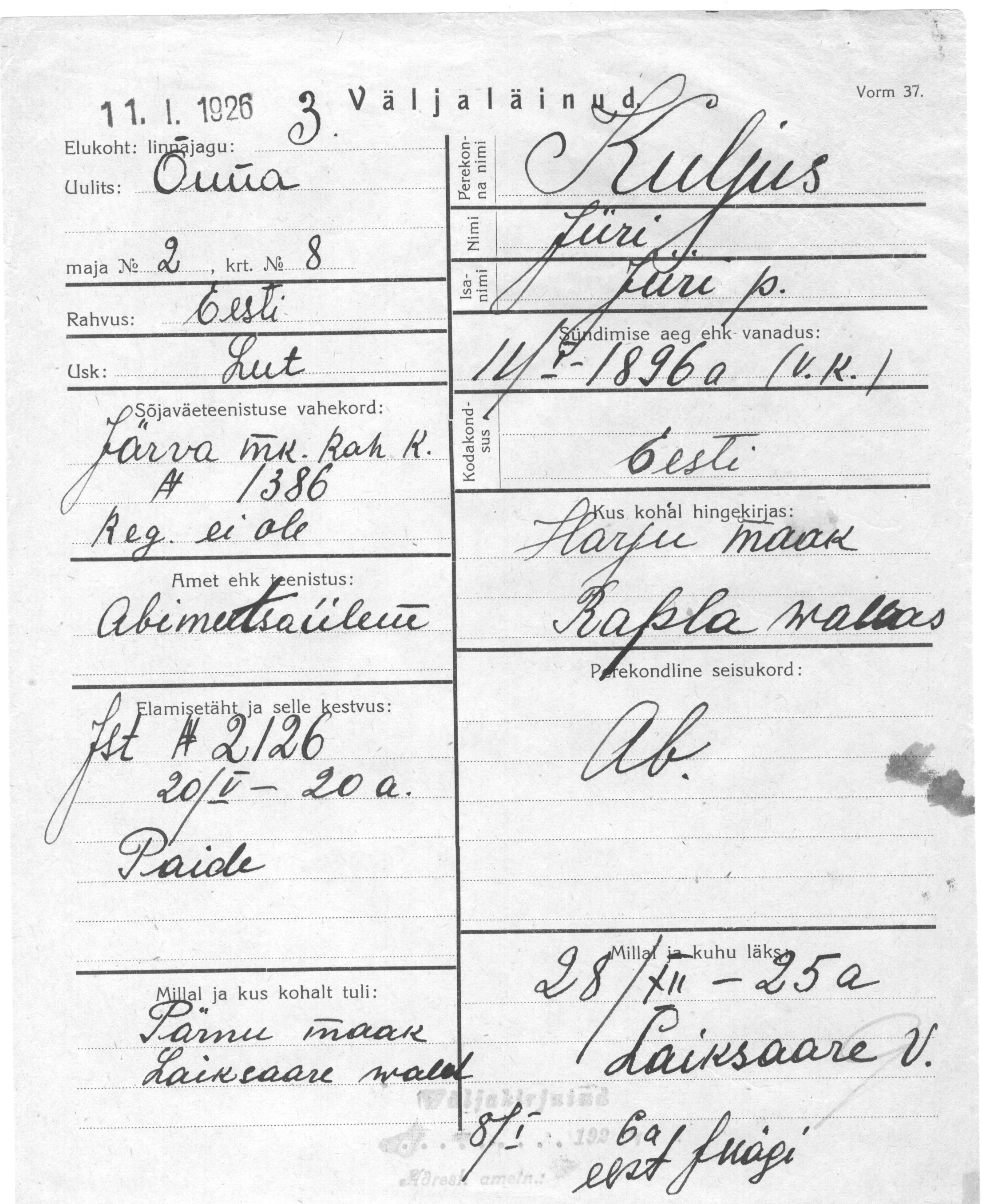 Kuljus, Jüri, Jüri