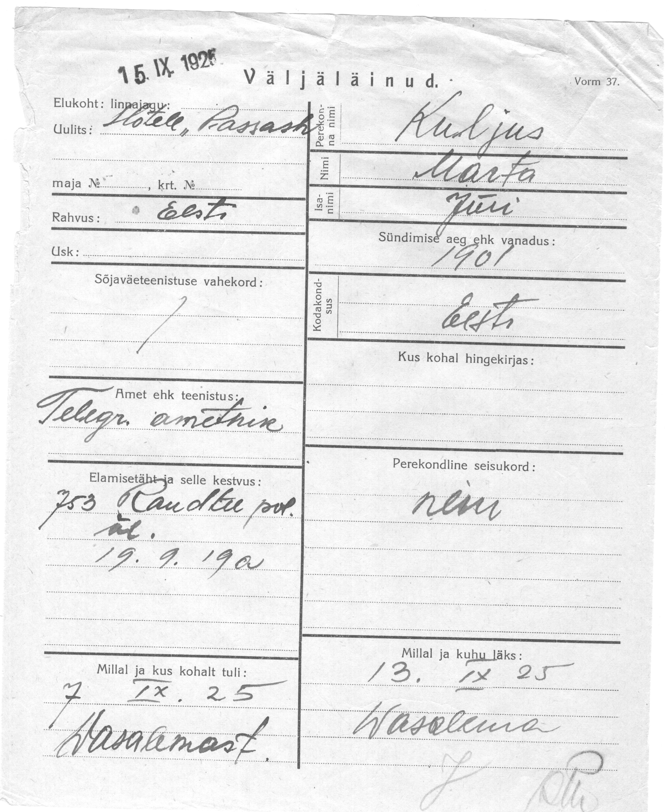 Kuljus, Marta, Jüri