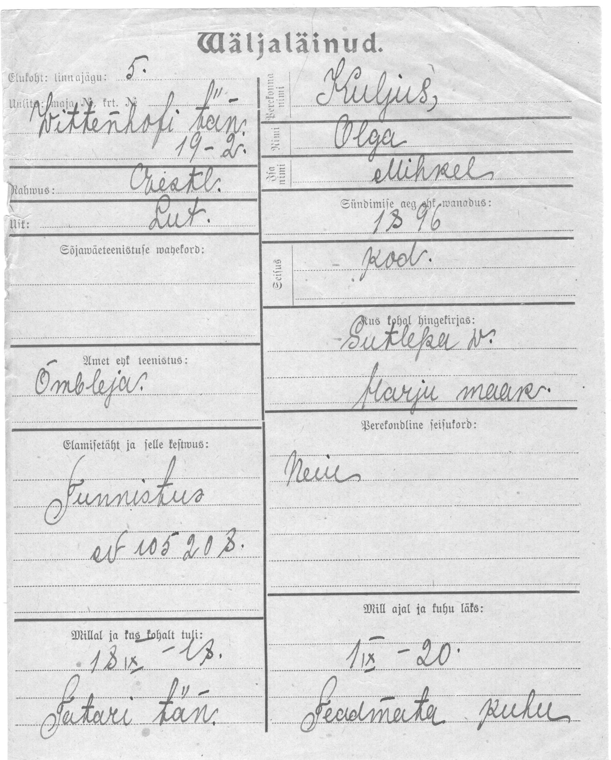 Kuljus, Olga, Mihkel