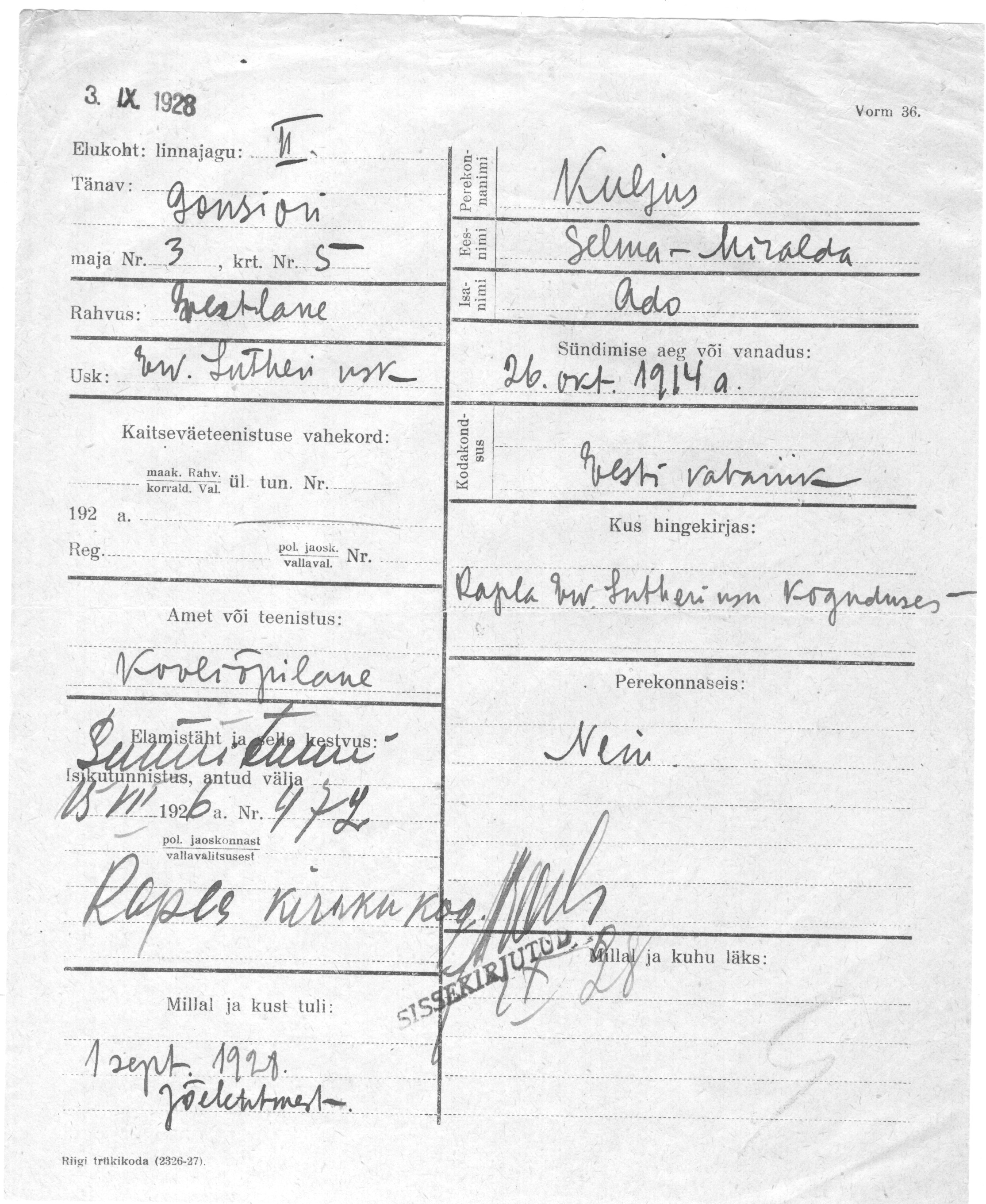 Kuljus, Selma-Miralda, Ado