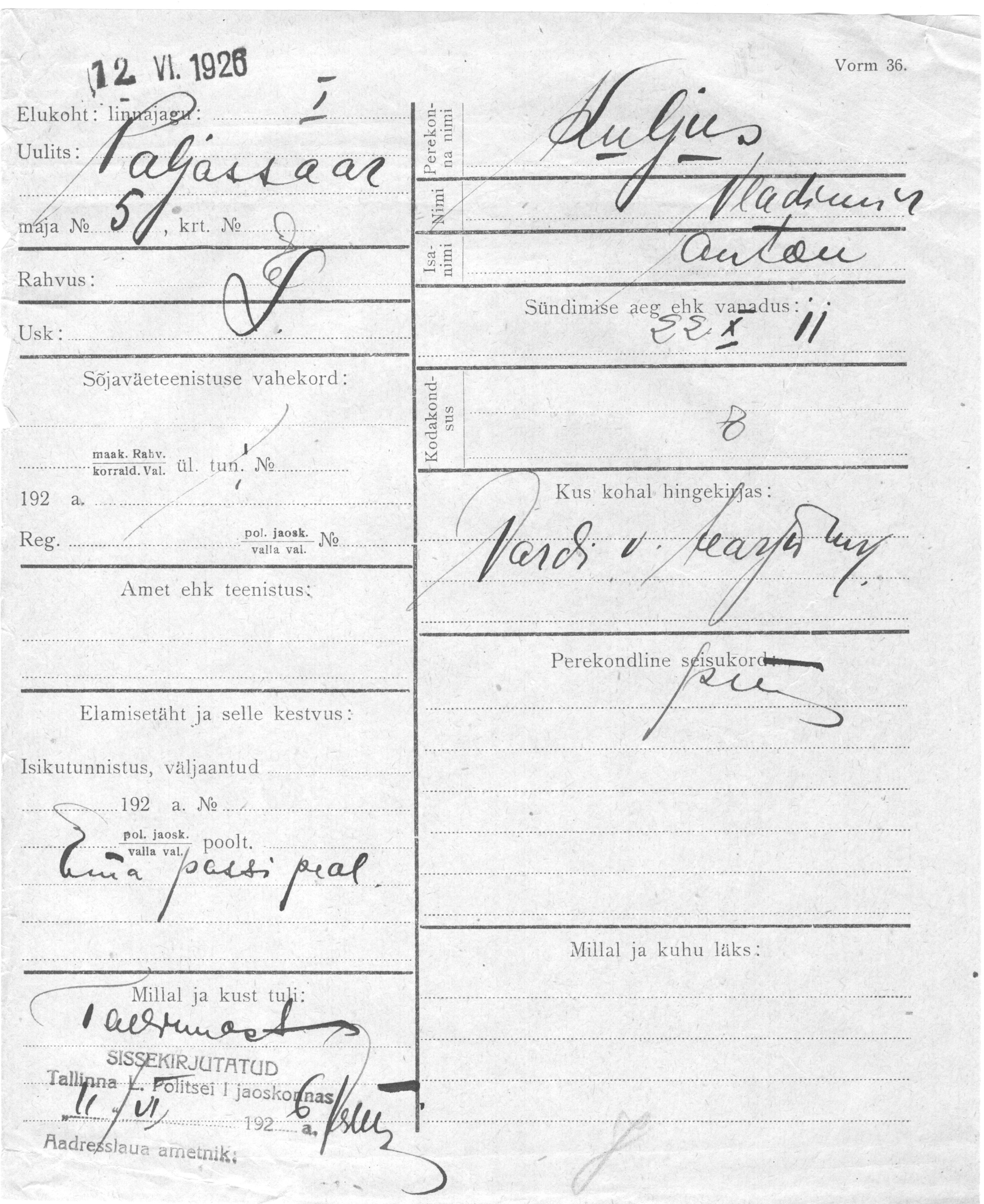 Kuljus, Vladimir, Anton