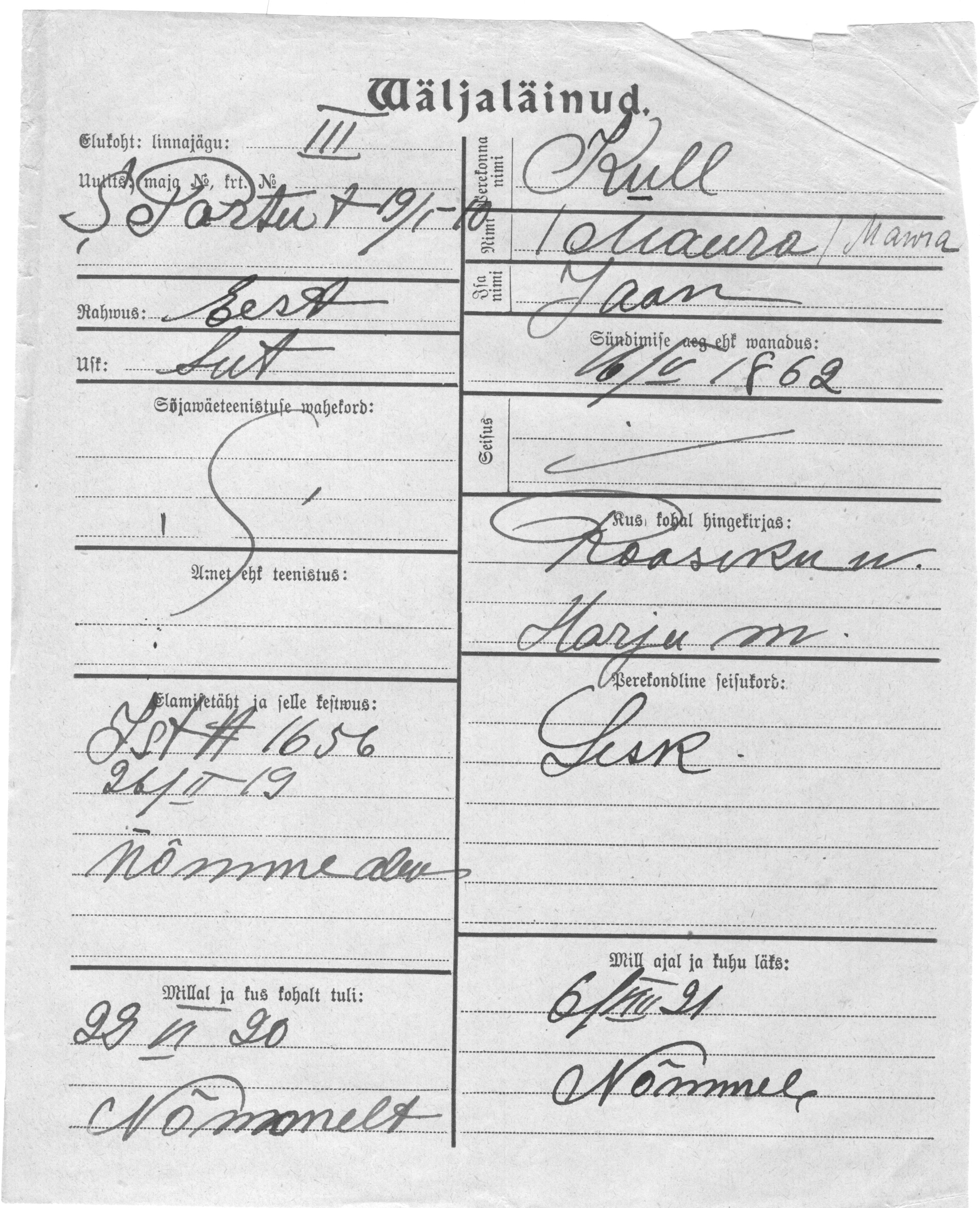 Kull, (maura)mawra, Jaan