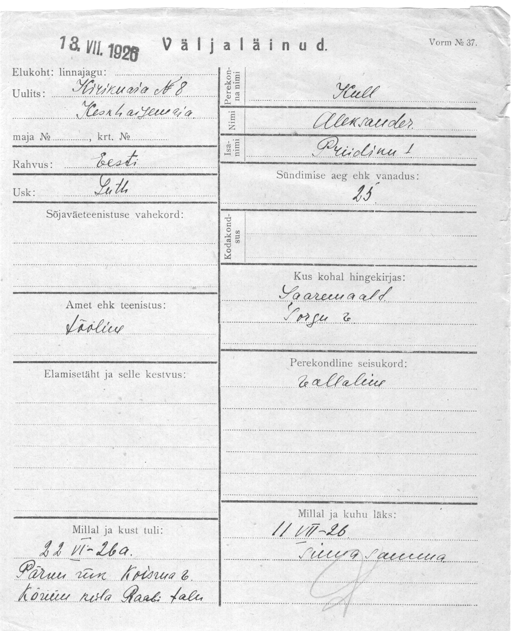 Kull, Aleksander, Priidik