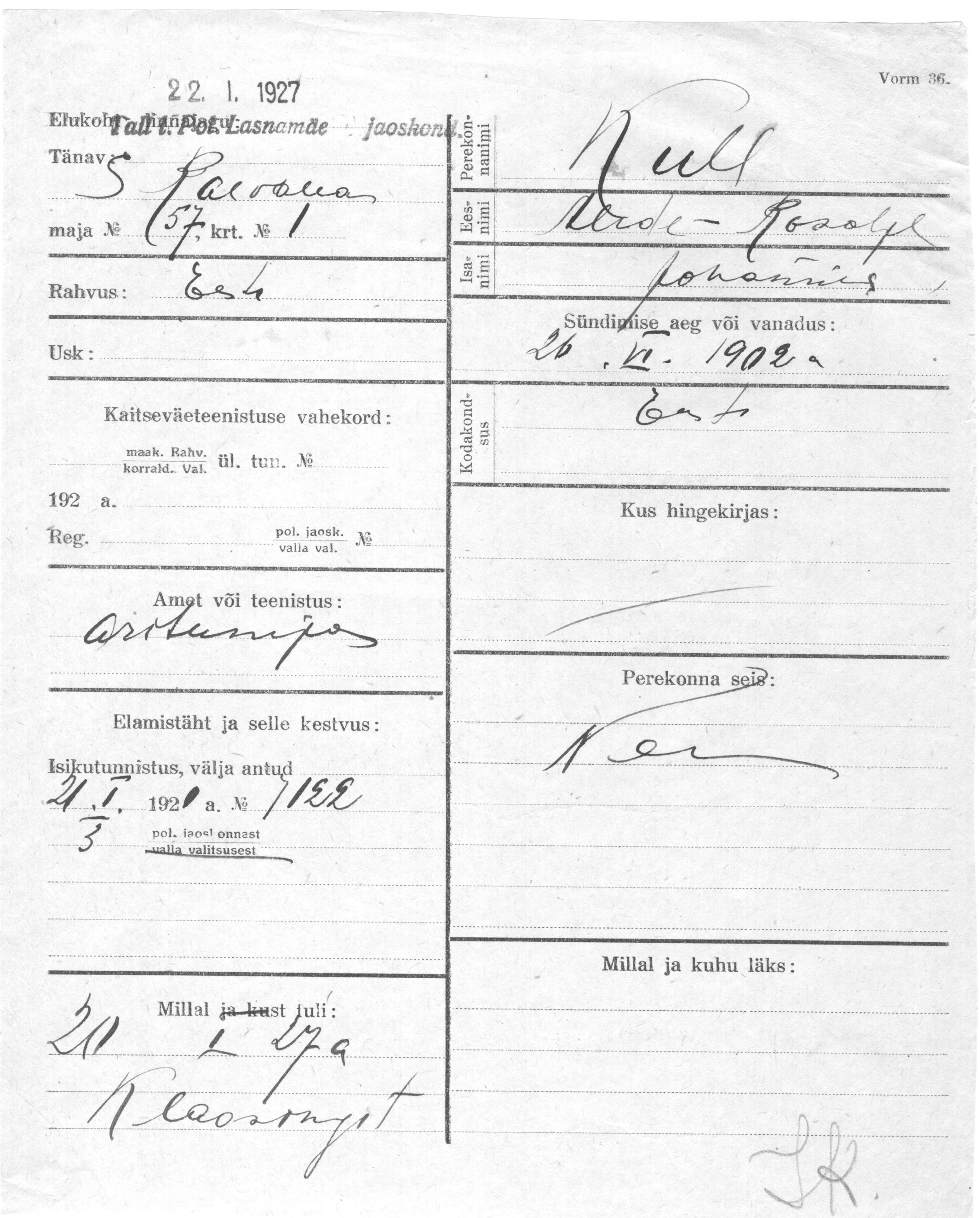 Kull, Alide-Rosalje, Johannes