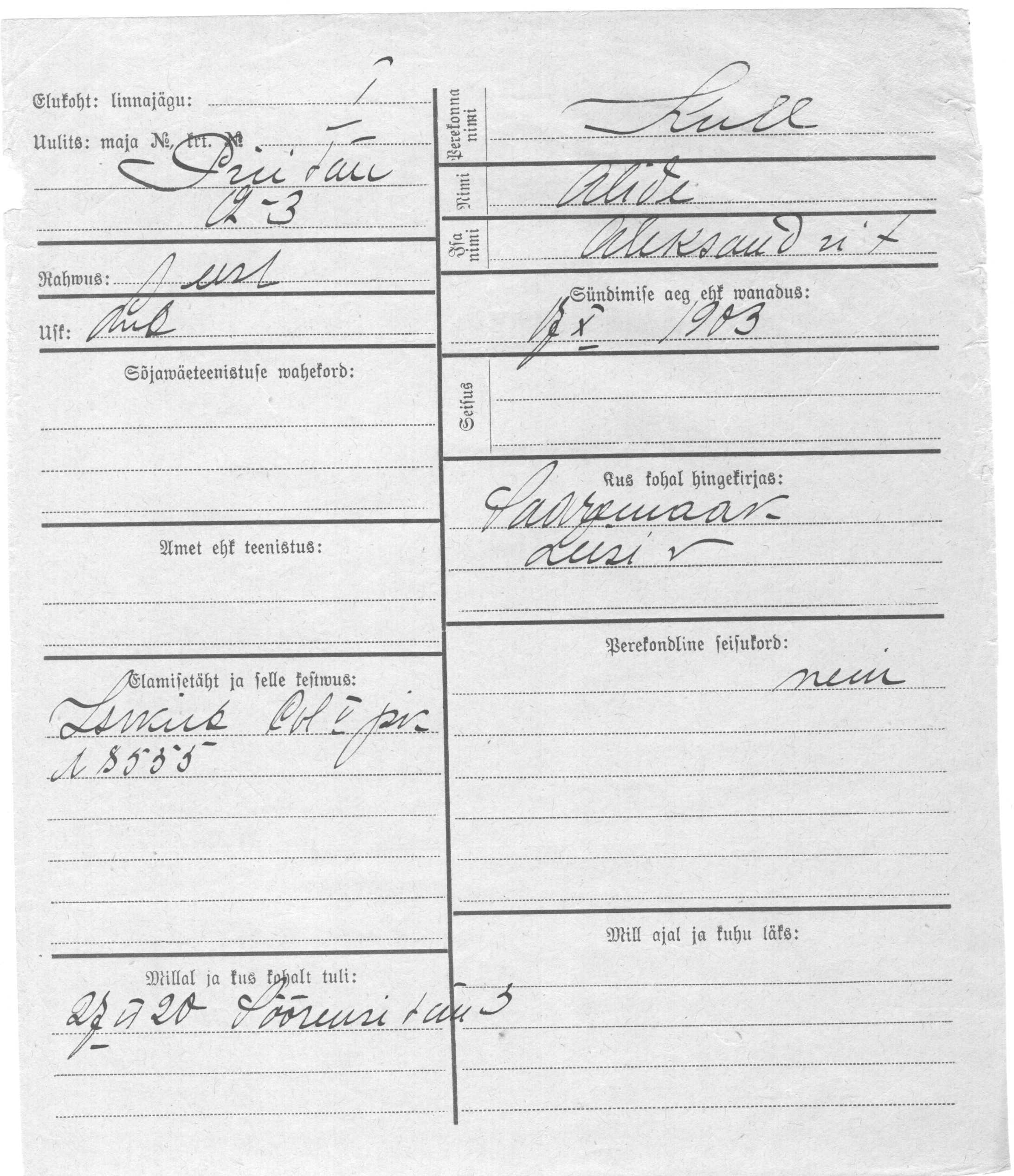 Kull, Alide, Aleksandr