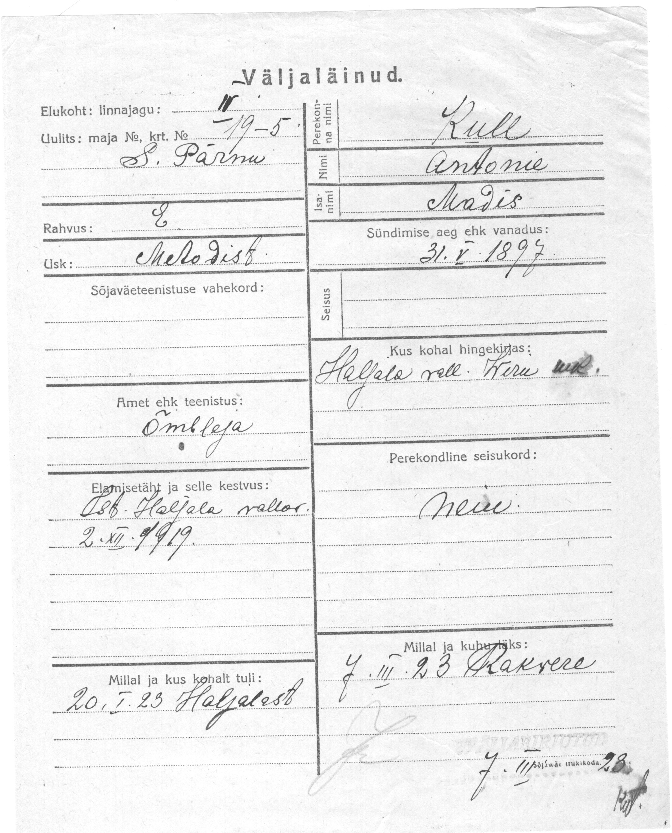 Kull, Antonie, Madis