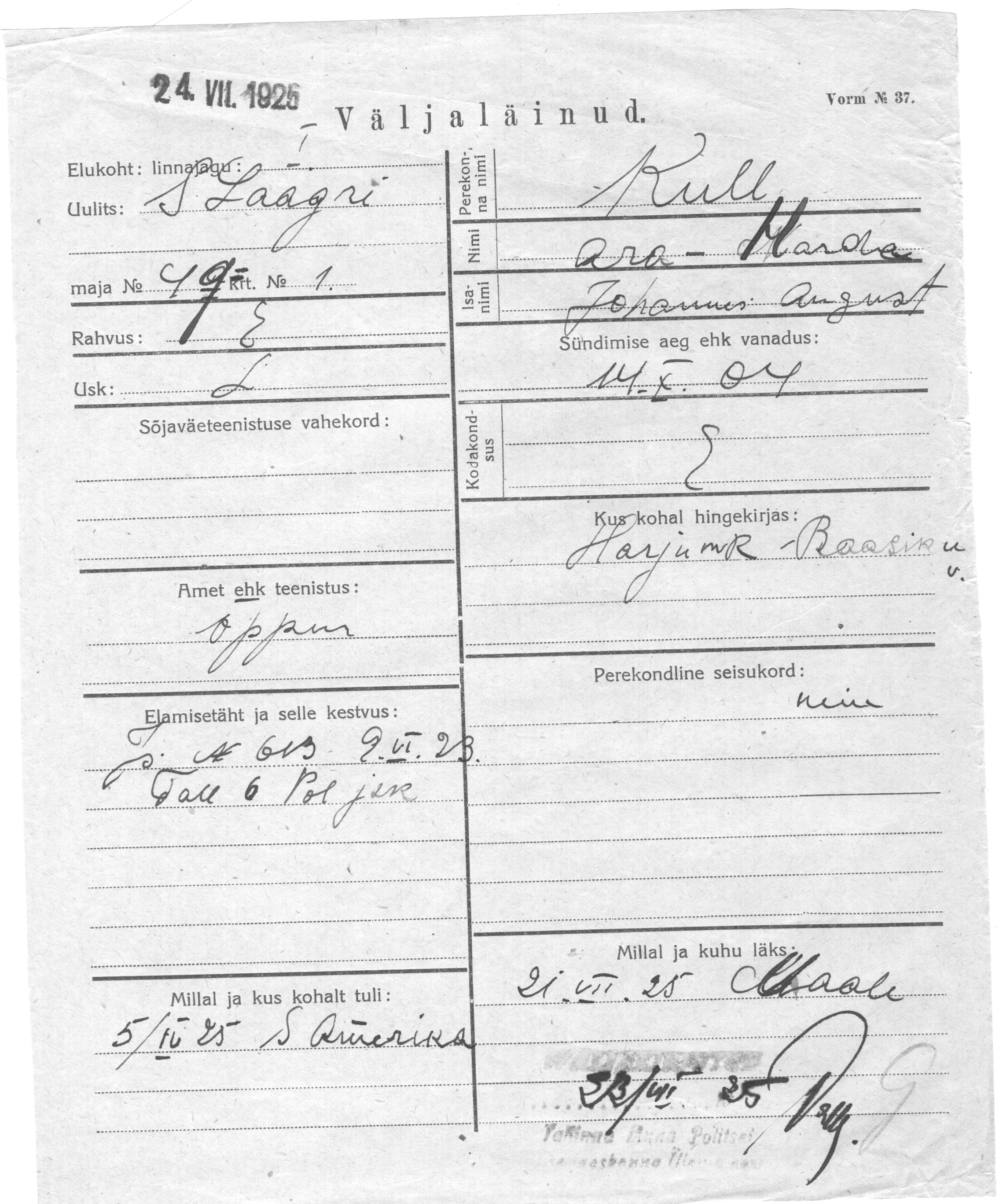 Kull, Ara-Harda, Johannes-August