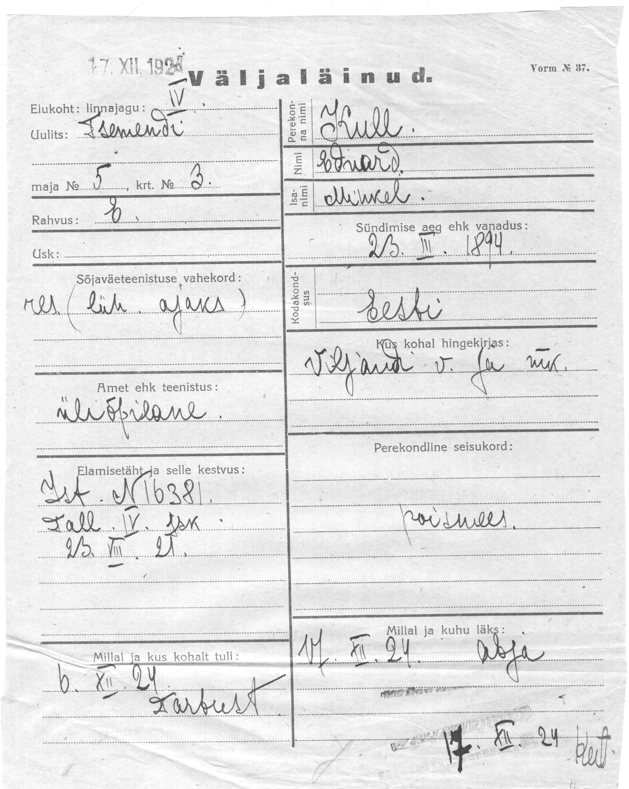 Kull, Eduard, Mihkel