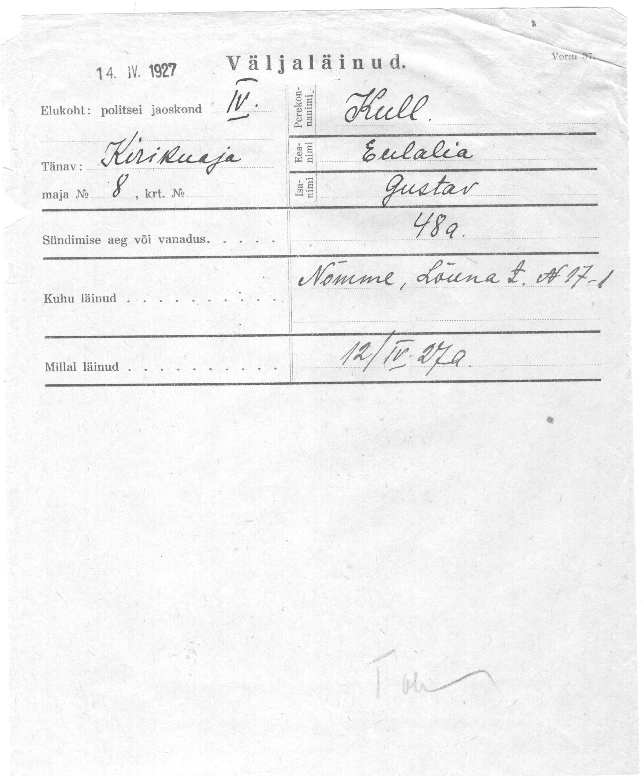 Kull, Eulalia, Gustav