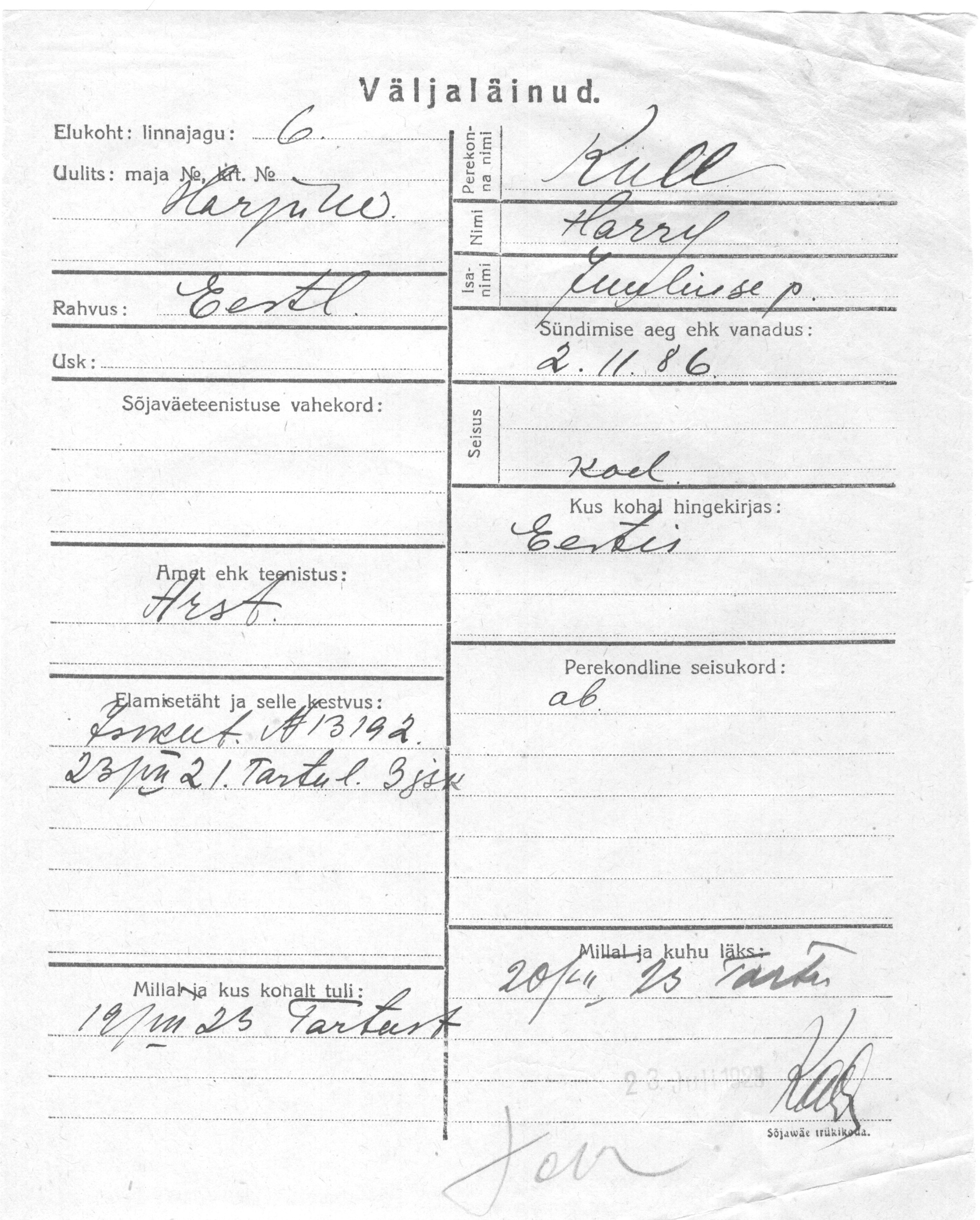 Kull, Harry, Juulius