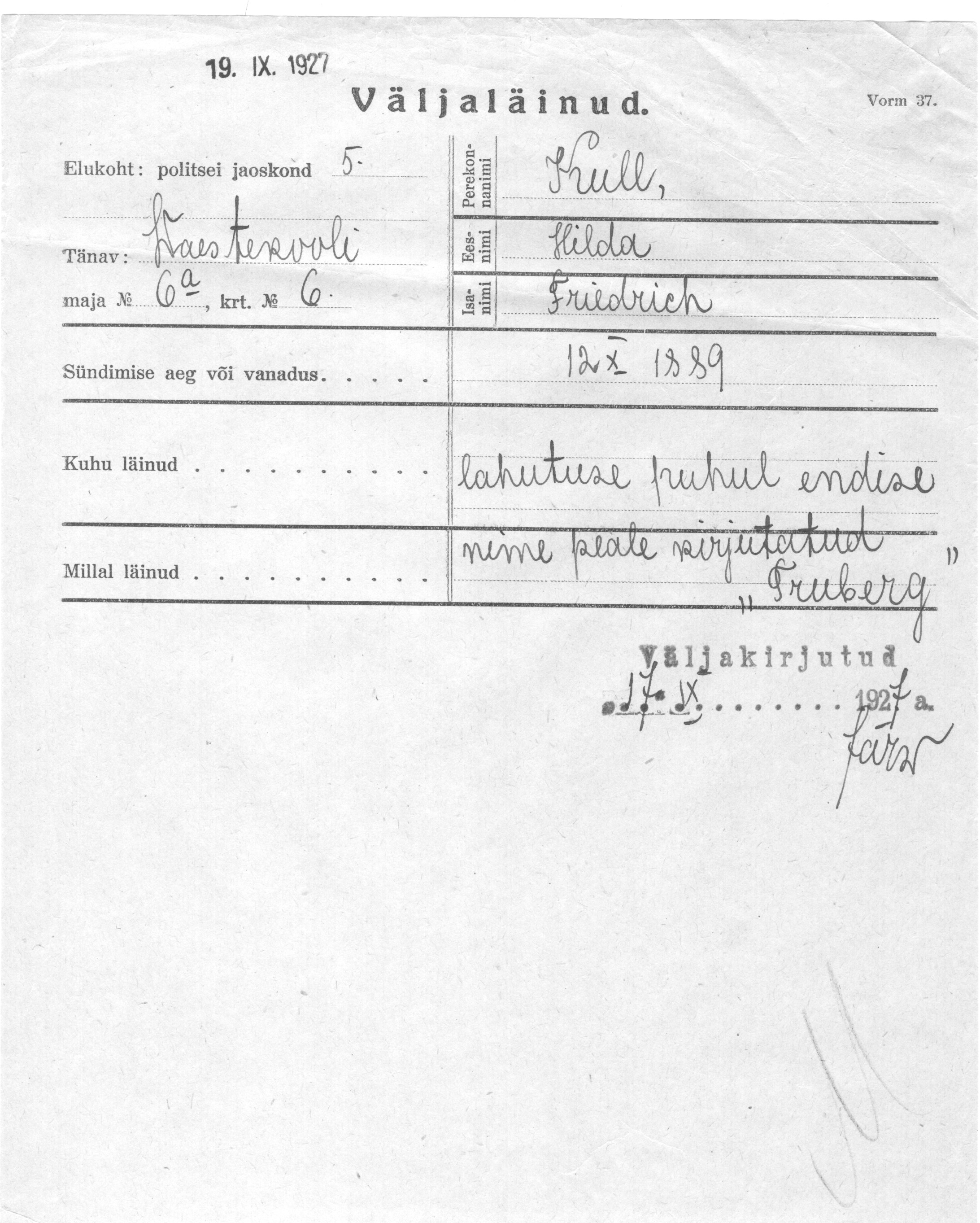 Kull, Hilda, Friedrich