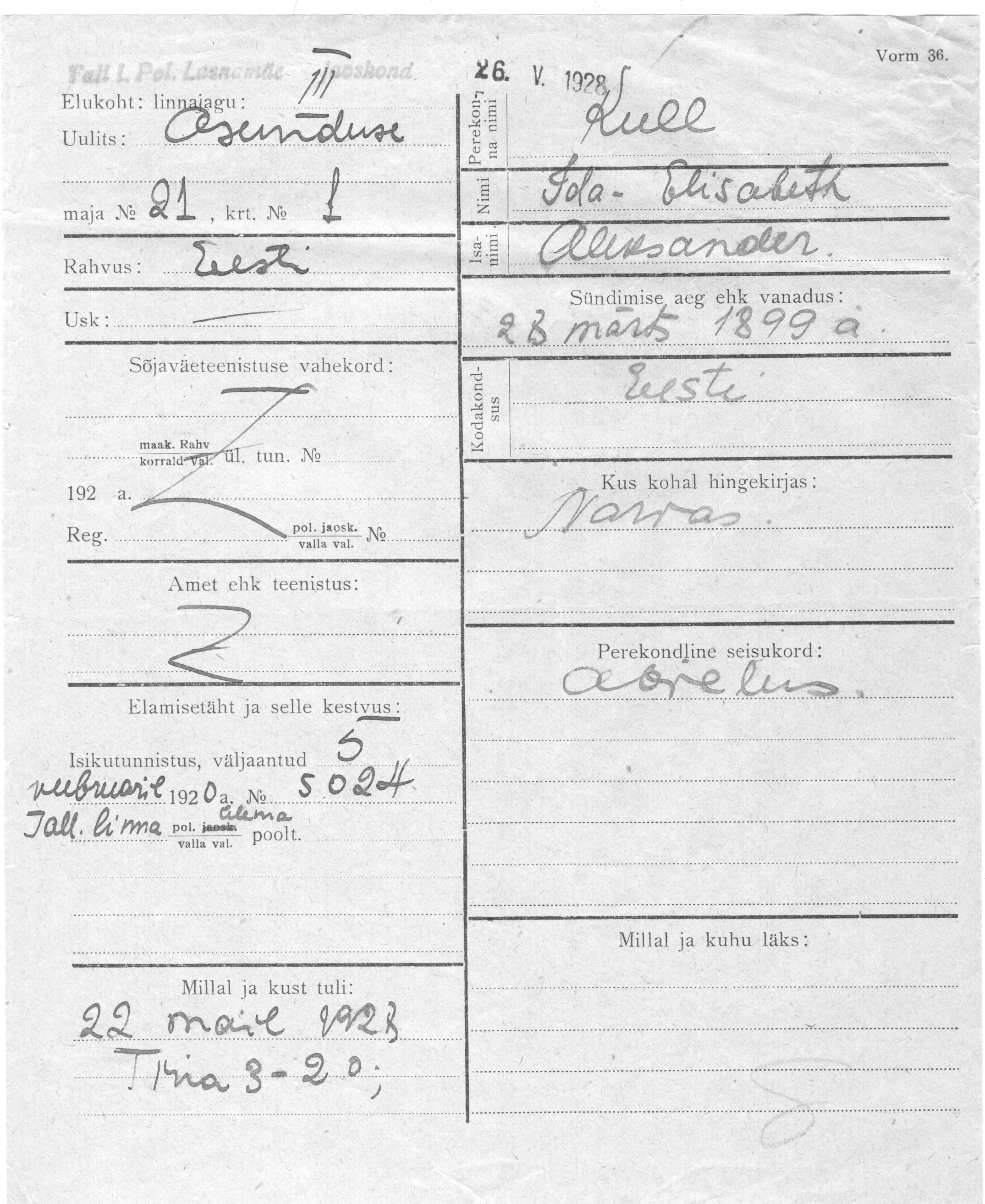 Kull, Ida-Elisabeth, Aleksander