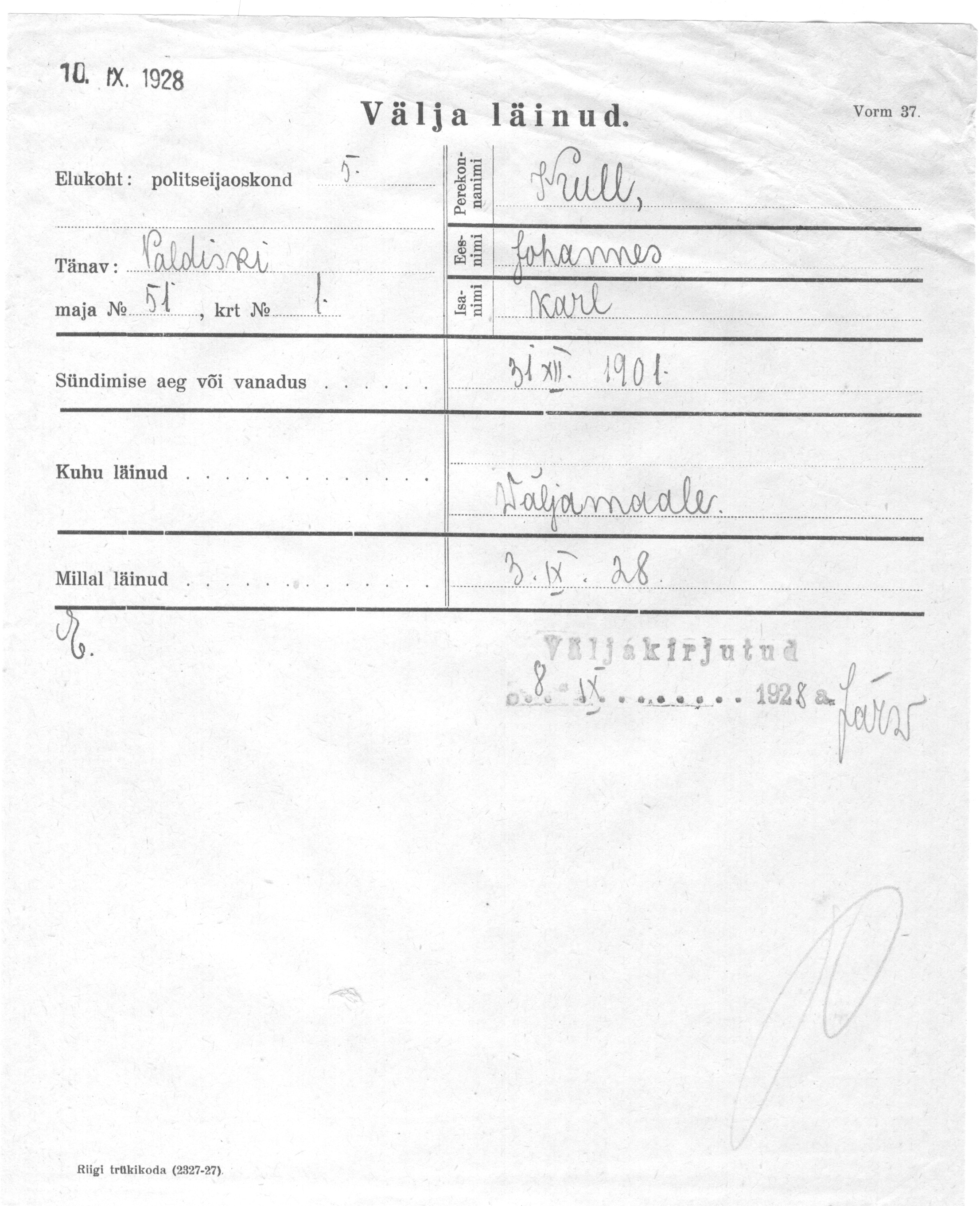 Kull, Johannes, Karl