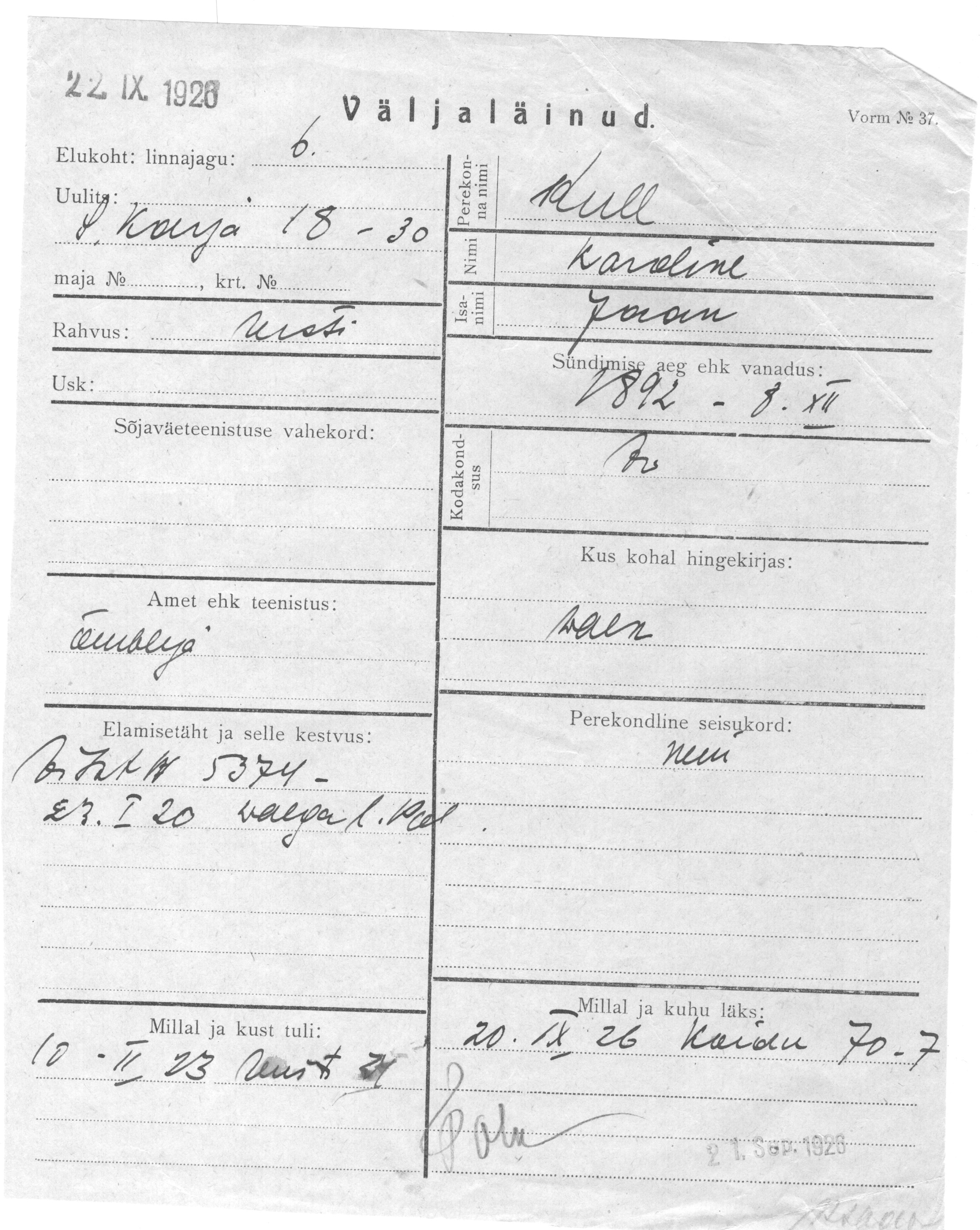 Kull, Karoline, Jaan