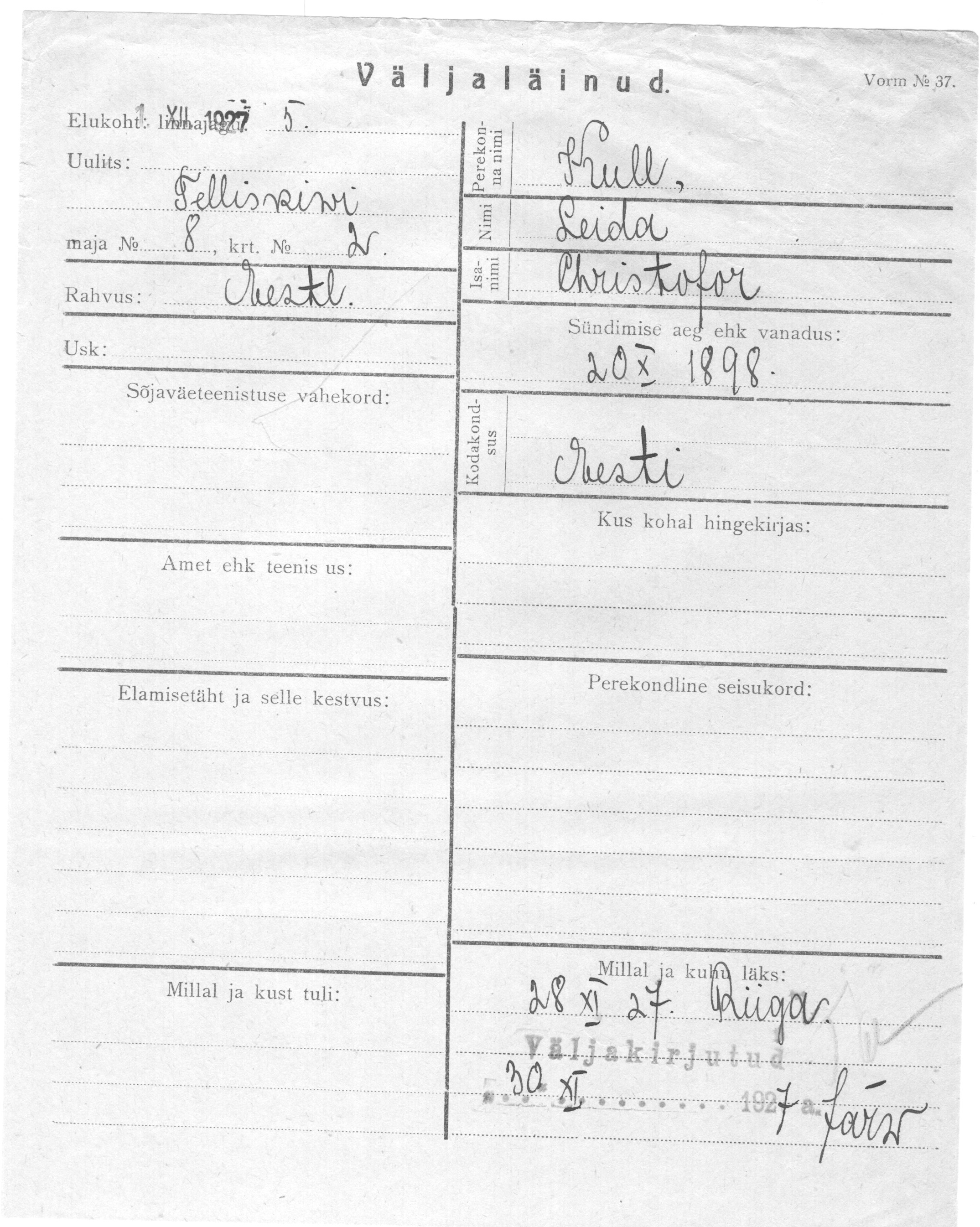 Kull, Leida, Christofor