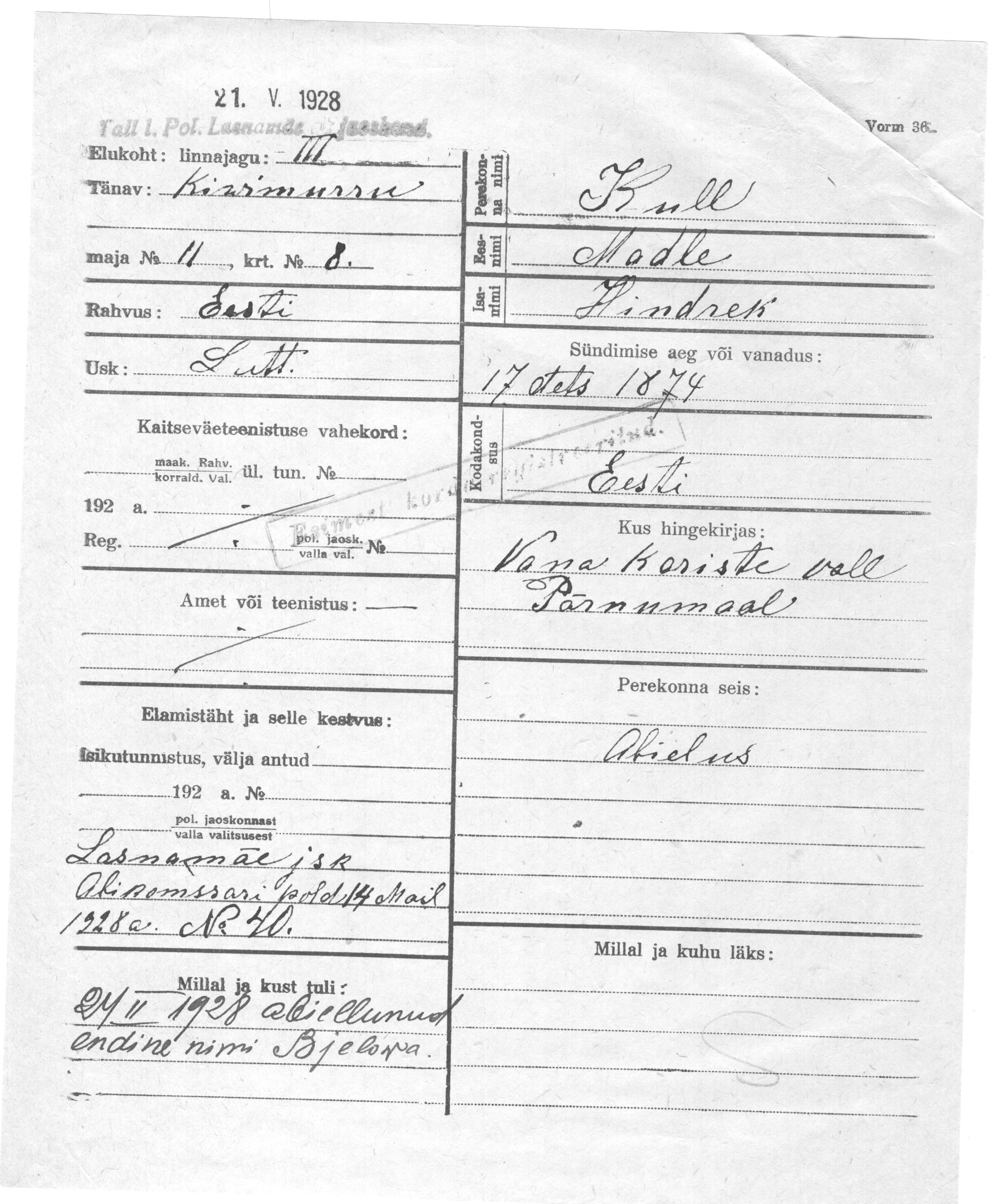 Kull, Madle, Hindrek