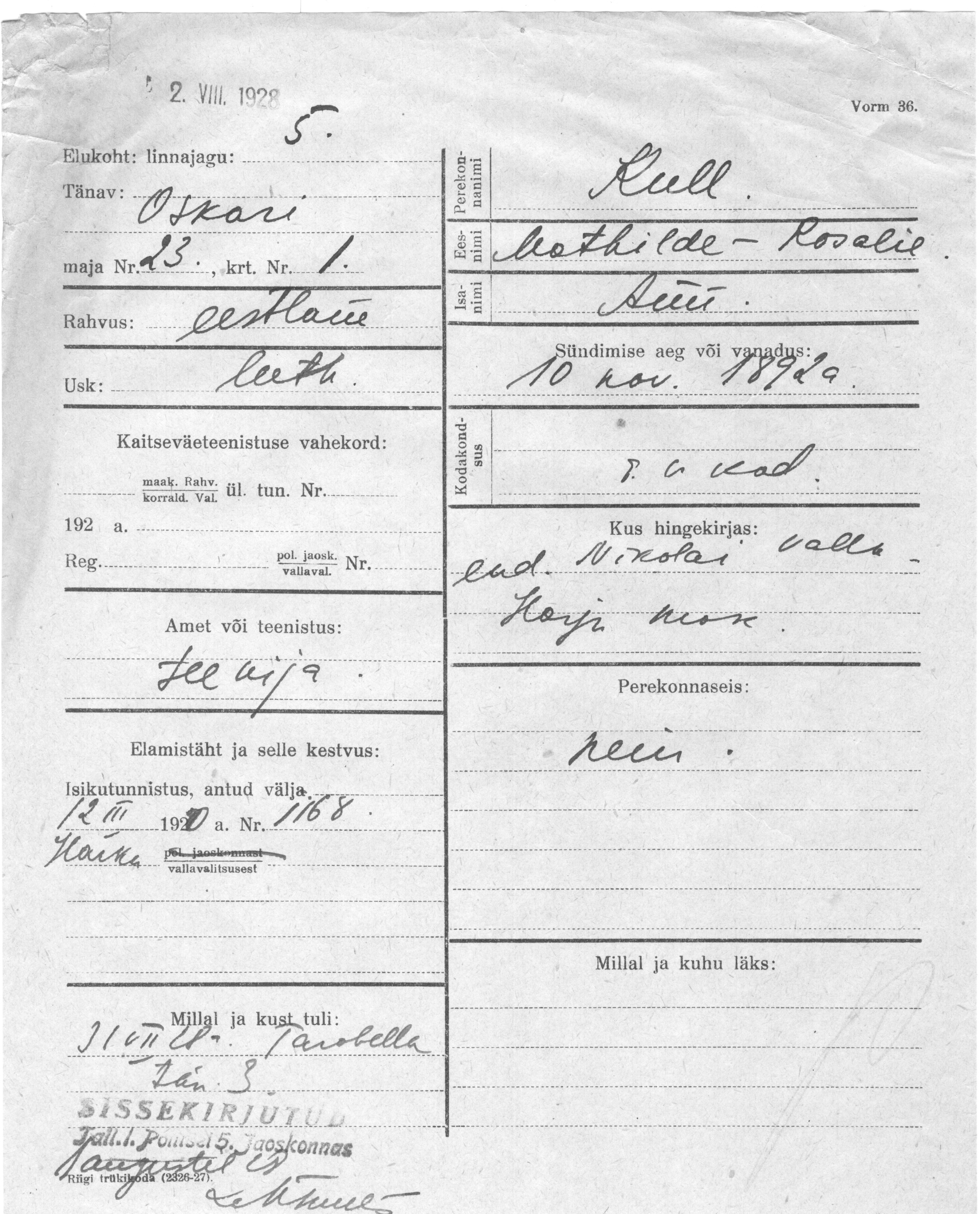 Kull, Mathilde-Rosalie, Ann