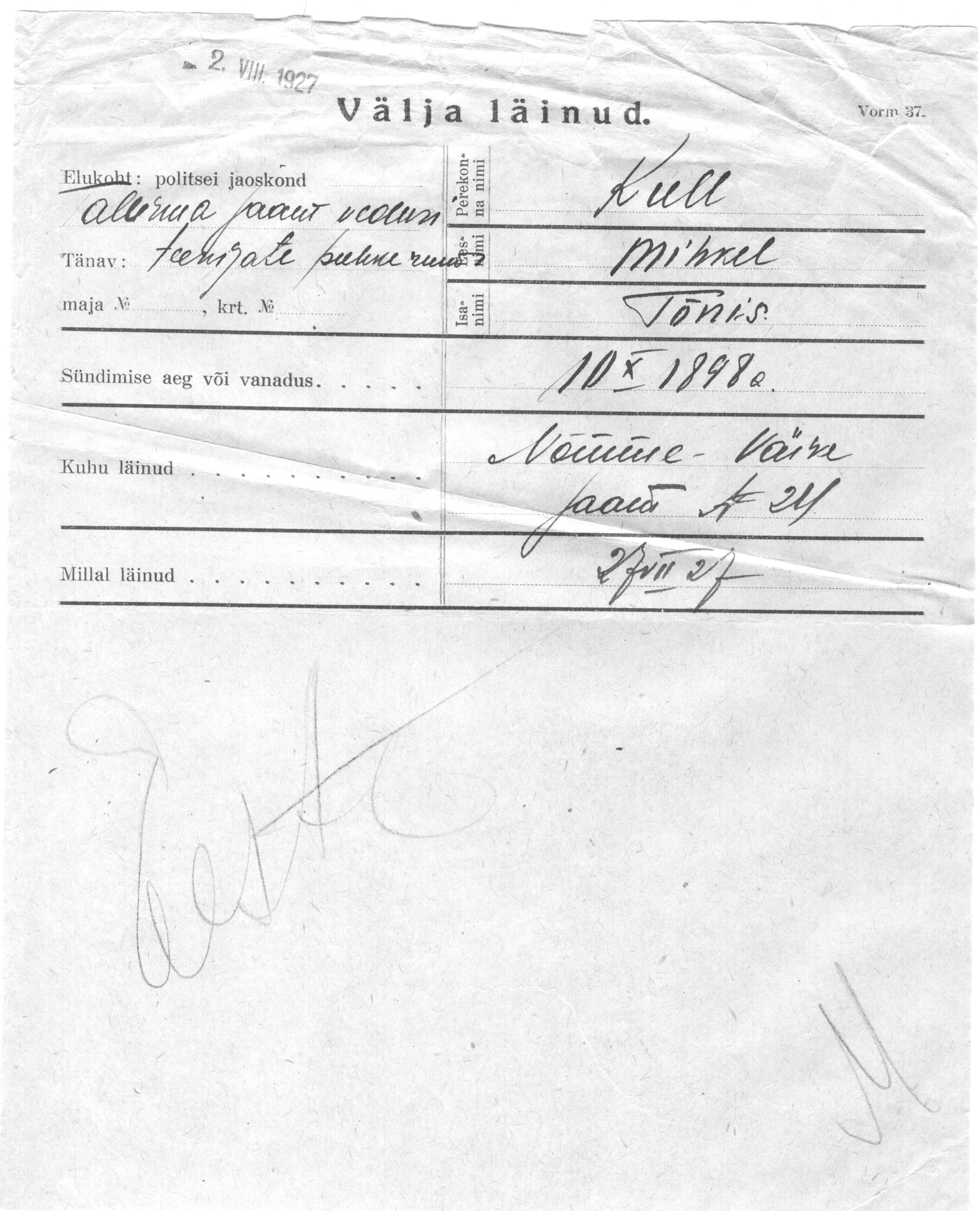 Kull, Mihkel, Tõnis