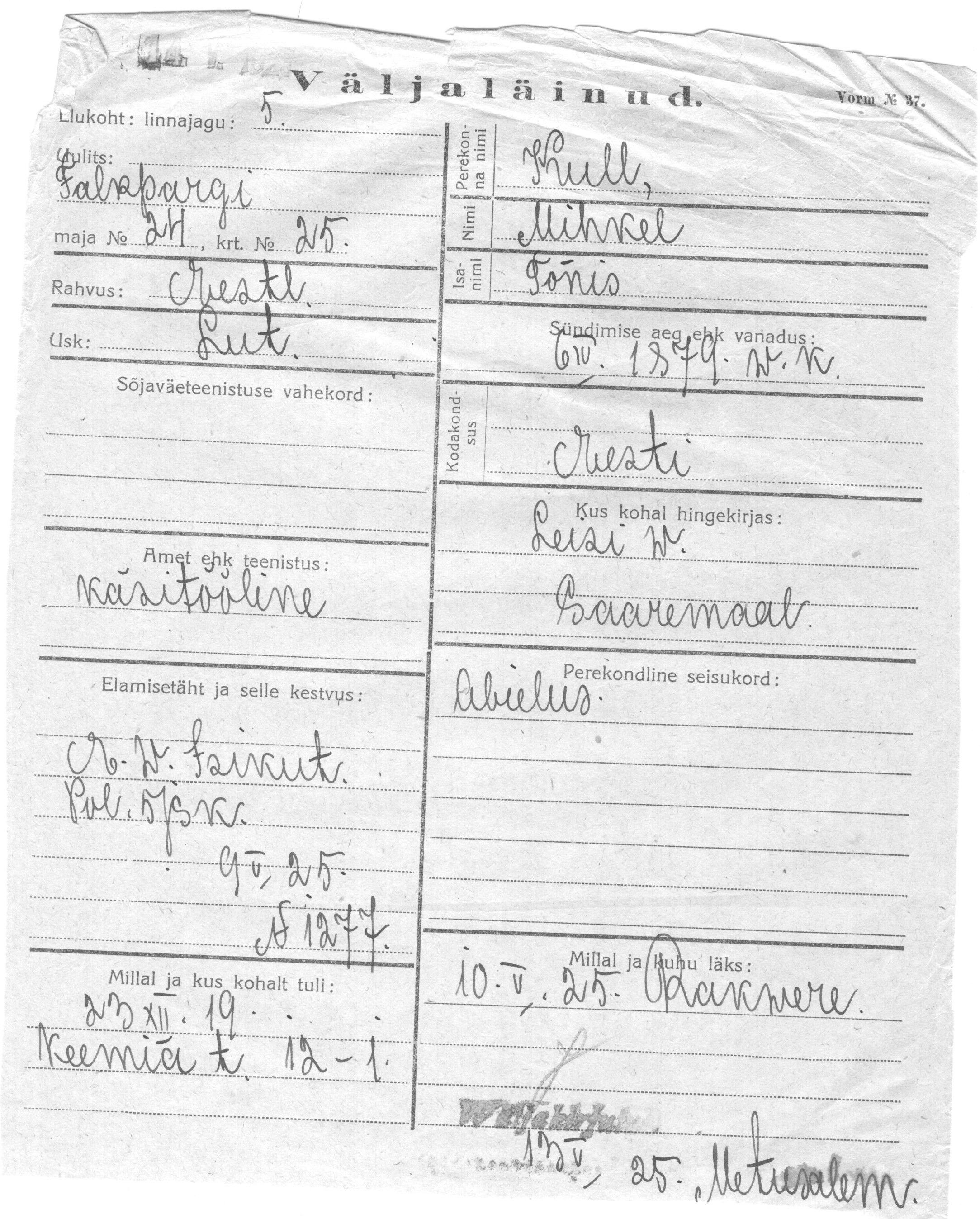 Kull, Mihkel, Tõnis