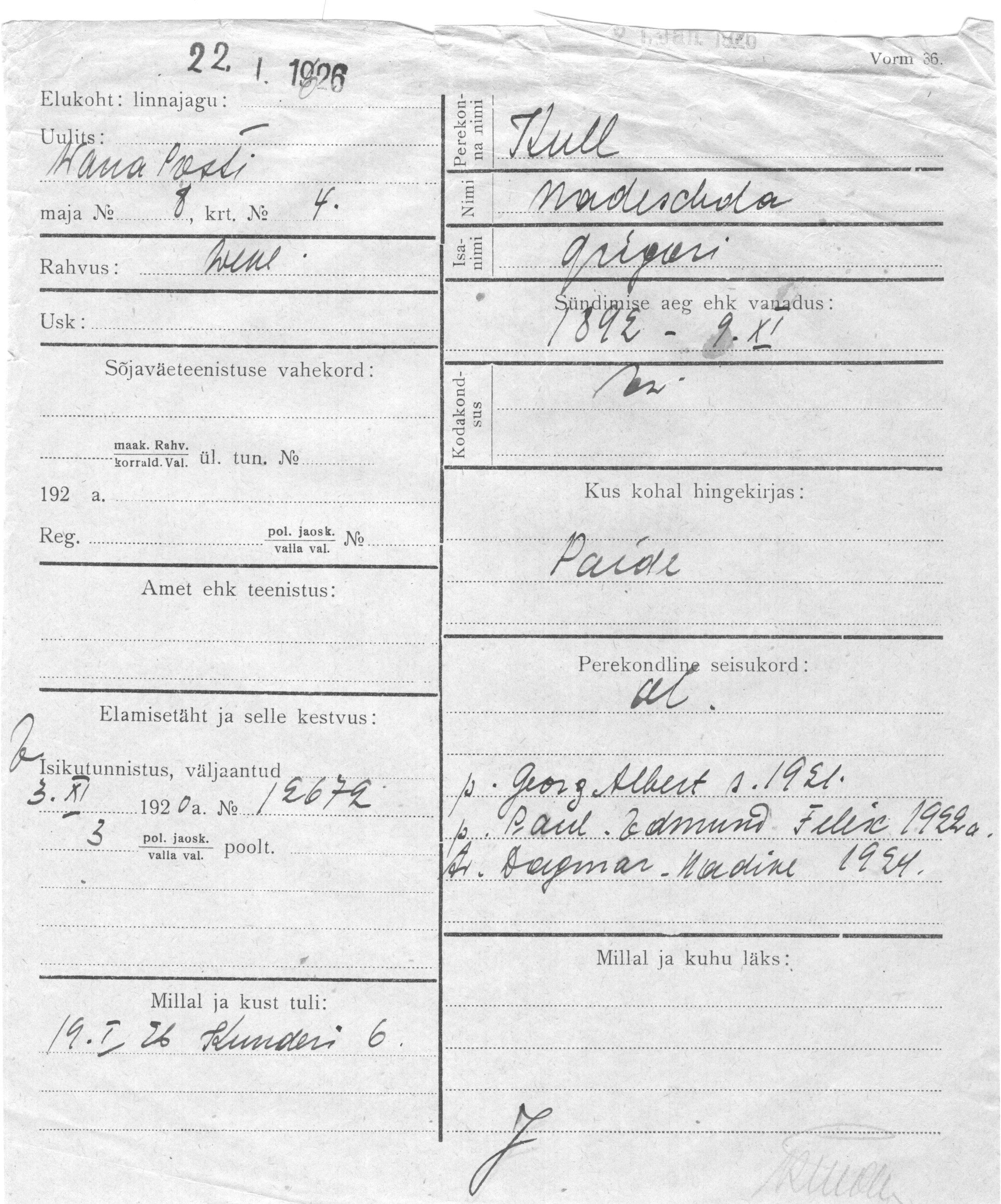 Kull, Nadeschda, Grigori